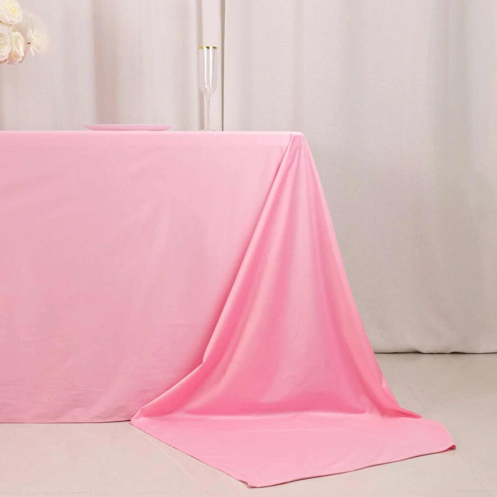 Scuba Rectangular Tablecloth 90"x156" Pink - Seamless & Wrinkle Free Table Cover - Image 2