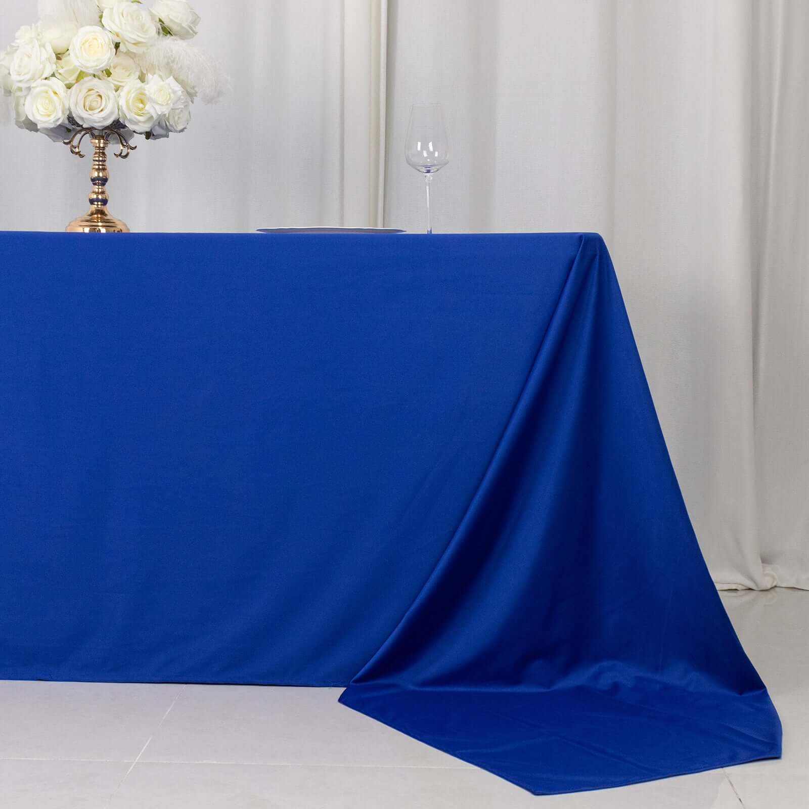 Scuba Rectangular Tablecloth 90"x156" Royal Blue - Seamless & Wrinkle Free Table Cover - Image 2