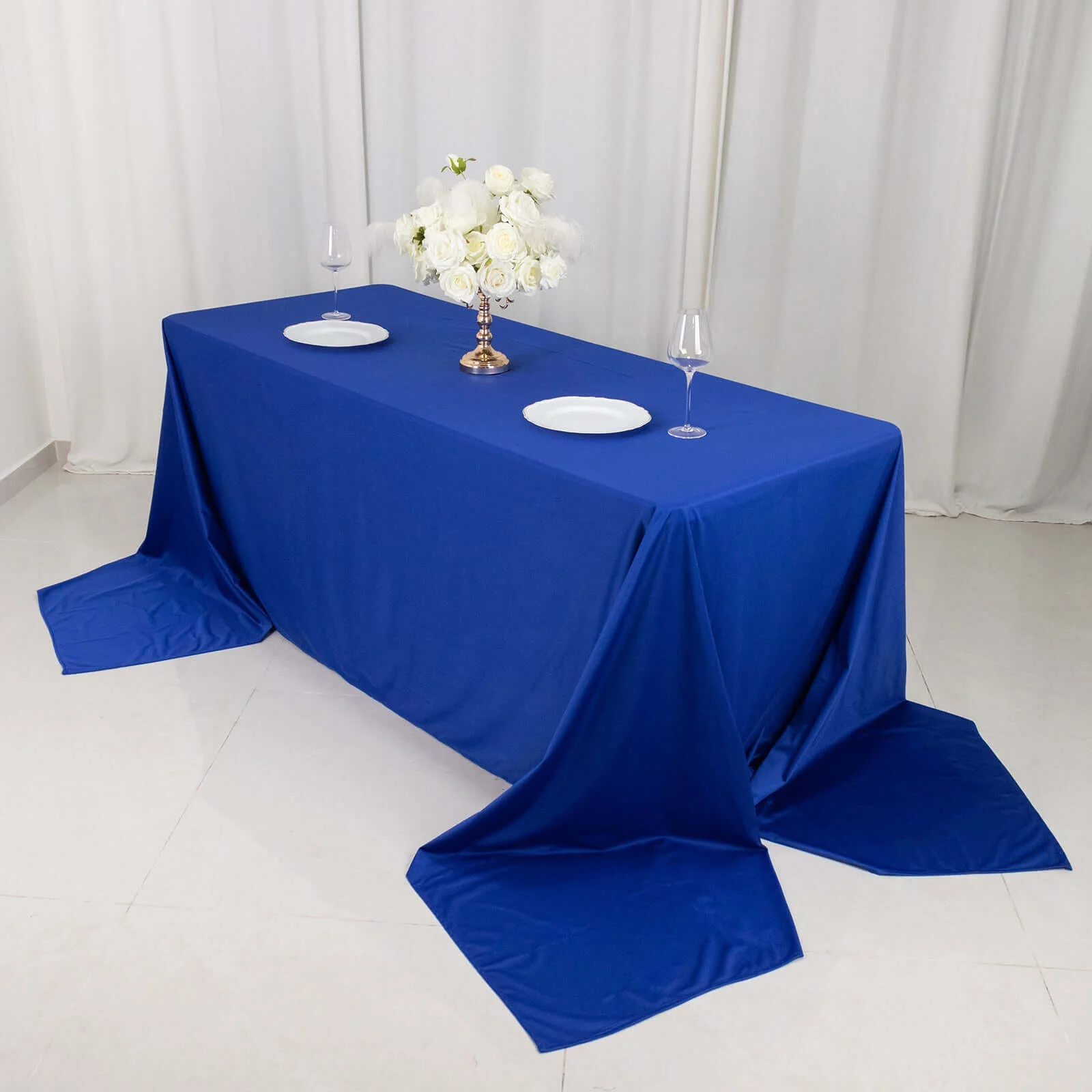 Scuba Rectangular Tablecloth 90"x156" Royal Blue - Seamless & Wrinkle Free Table Cover - Image 6