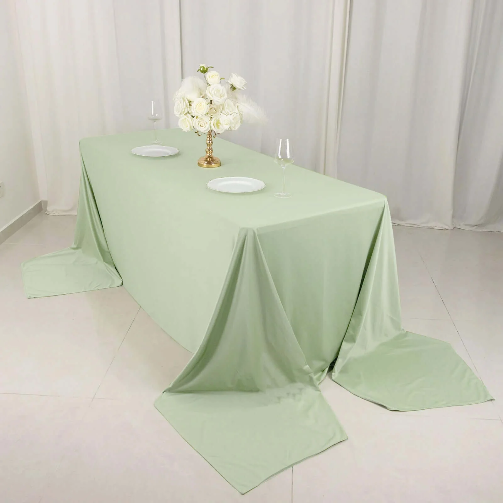 Scuba Rectangular Tablecloth 90"x156" Sage Green - Seamless & Wrinkle Free Table Cover - Image 6