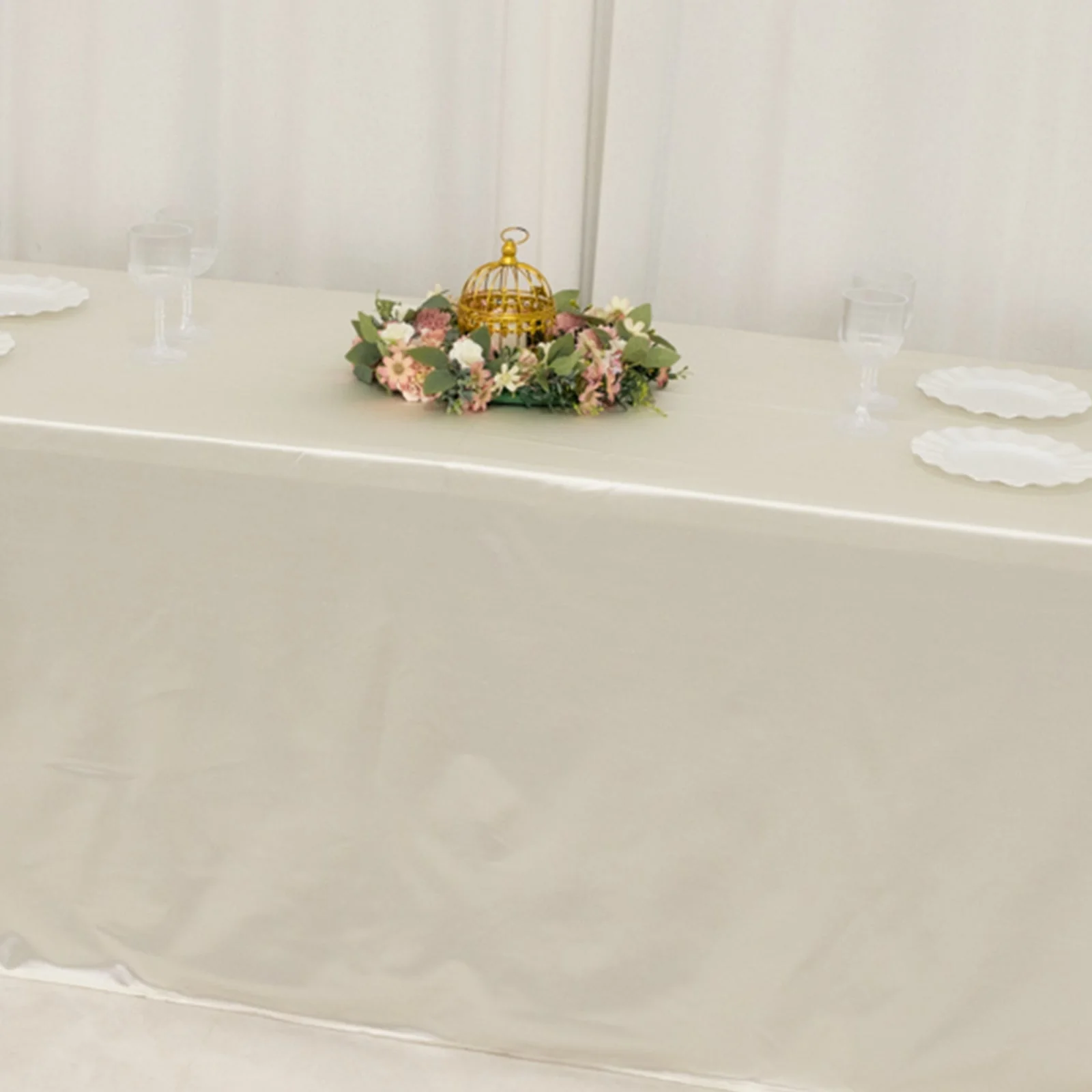 Scuba Rectangular Tablecloth 90"x156" Shimmer Pearl White - Wrinkle Free & Stain Resistant Seamless Table Cover - Image 7