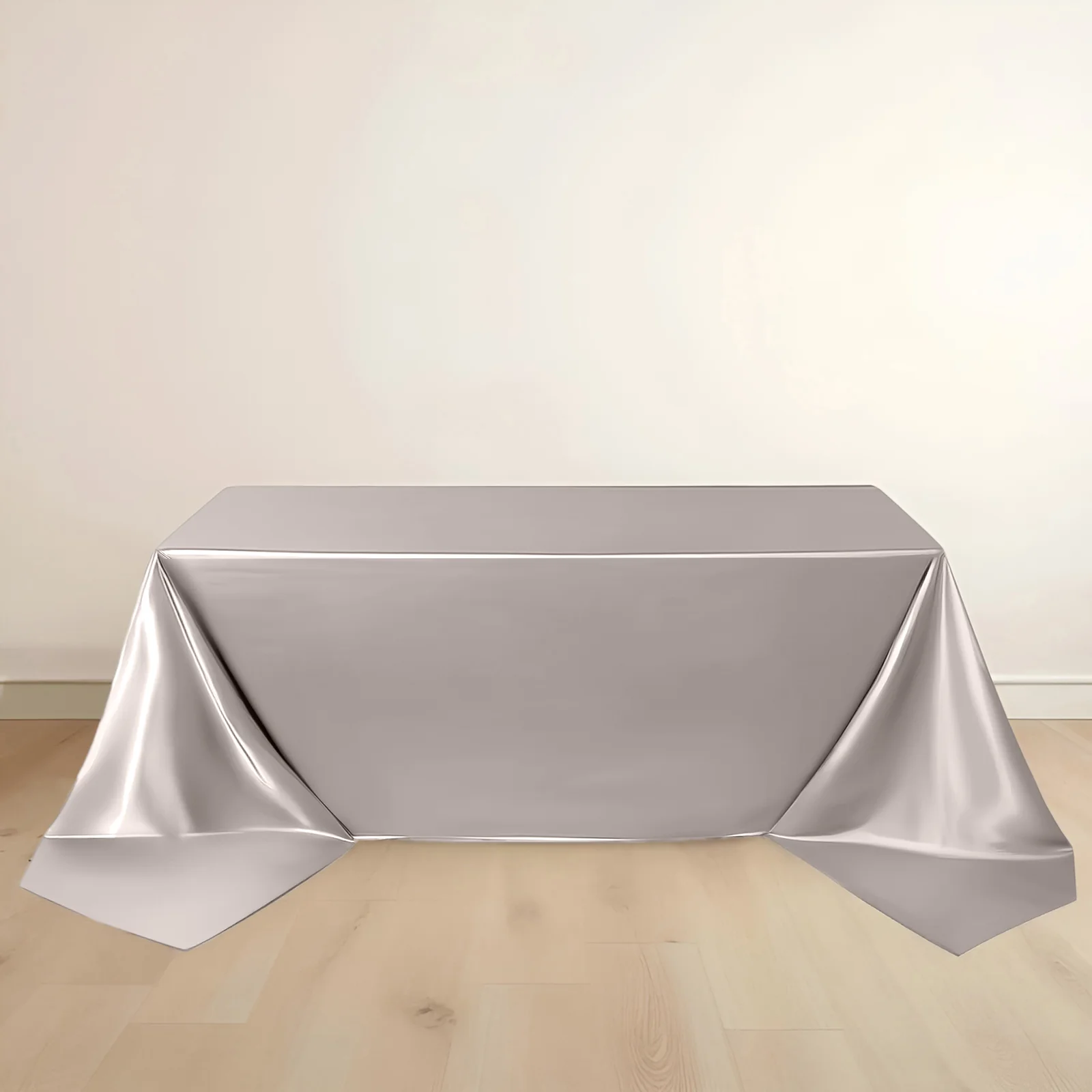 Scuba Rectangular Tablecloth 90"x156" Shimmer Silver - Wrinkle Free & Stain Resistant Seamless Table Cover
