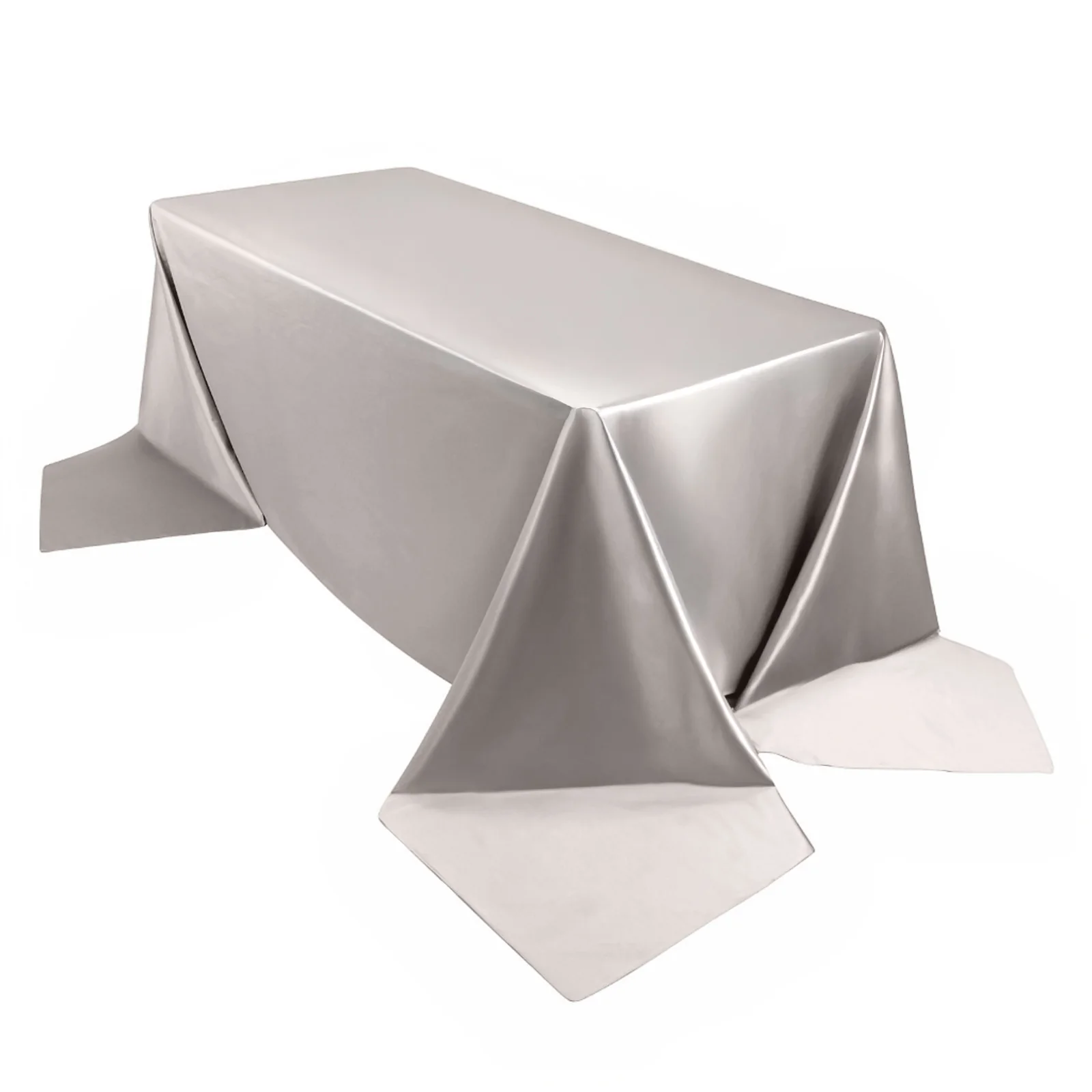 Scuba Rectangular Tablecloth 90"x156" Shimmer Silver - Wrinkle Free & Stain Resistant Seamless Table Cover - Image 4