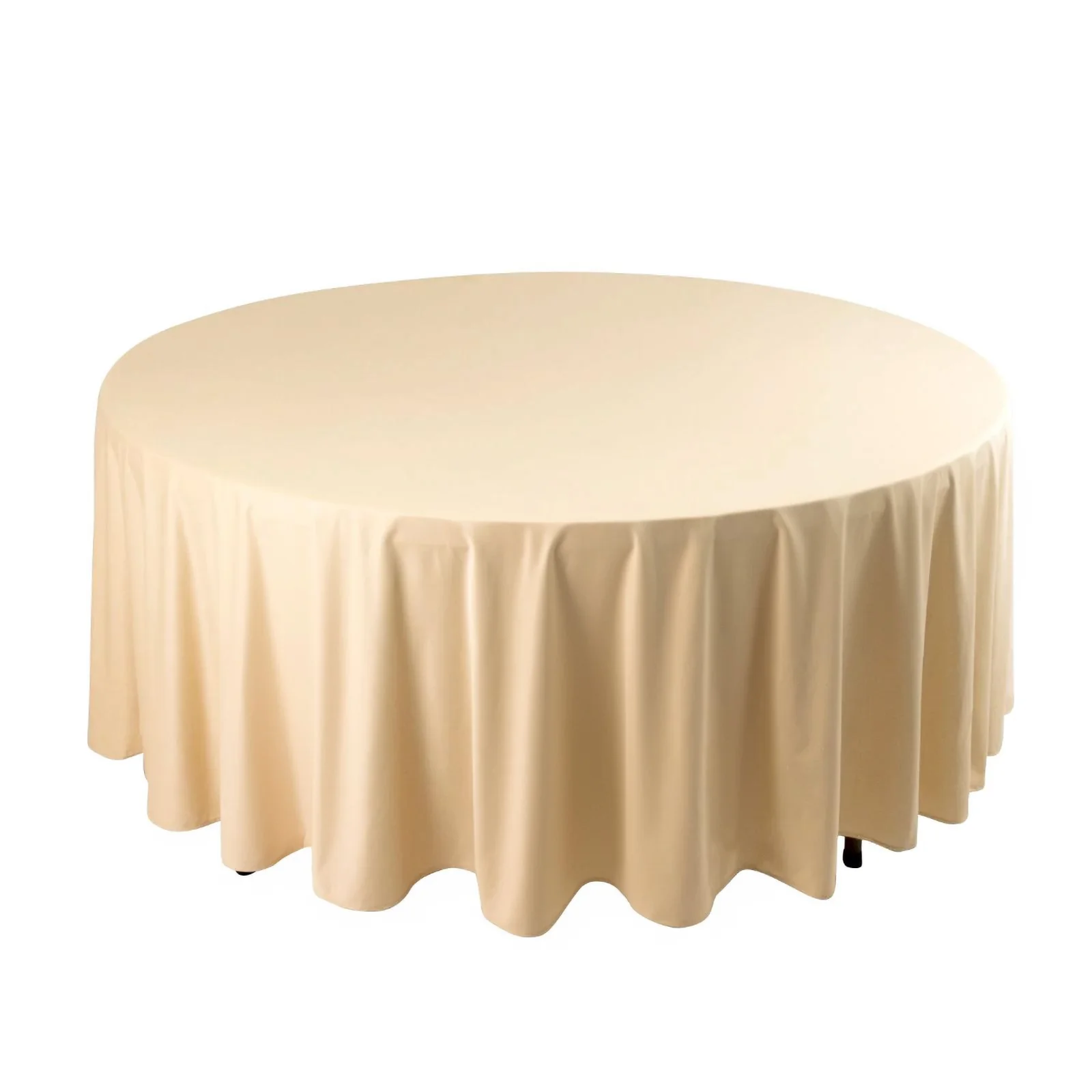 Scuba Round Tablecloth 108" Beige - Wrinkle Free Table Cover - Image 3