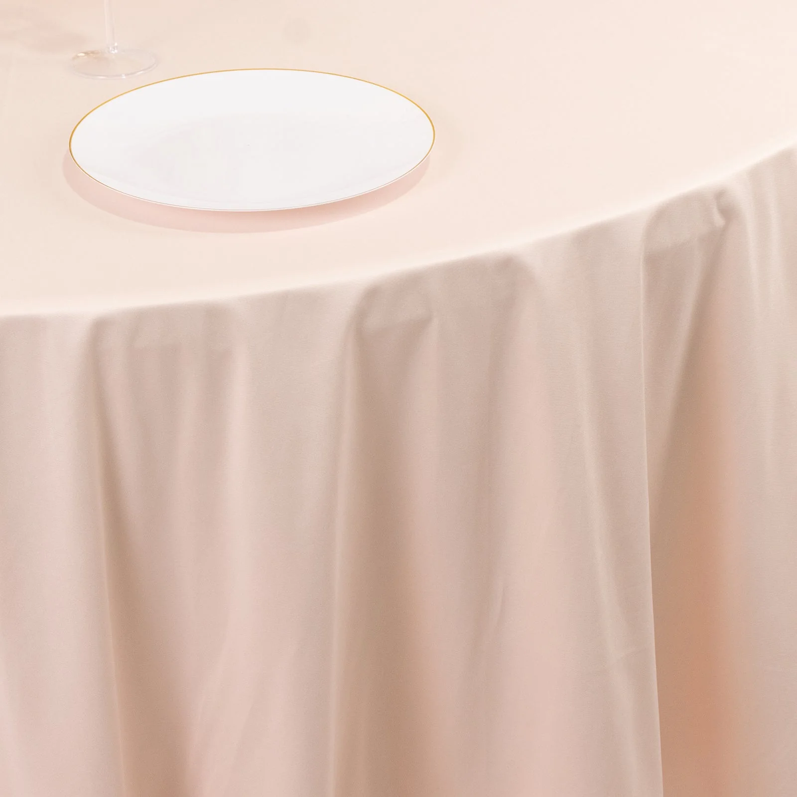 Scuba Round Tablecloth 108" Blush - Wrinkle Free Table Cover - Image 6