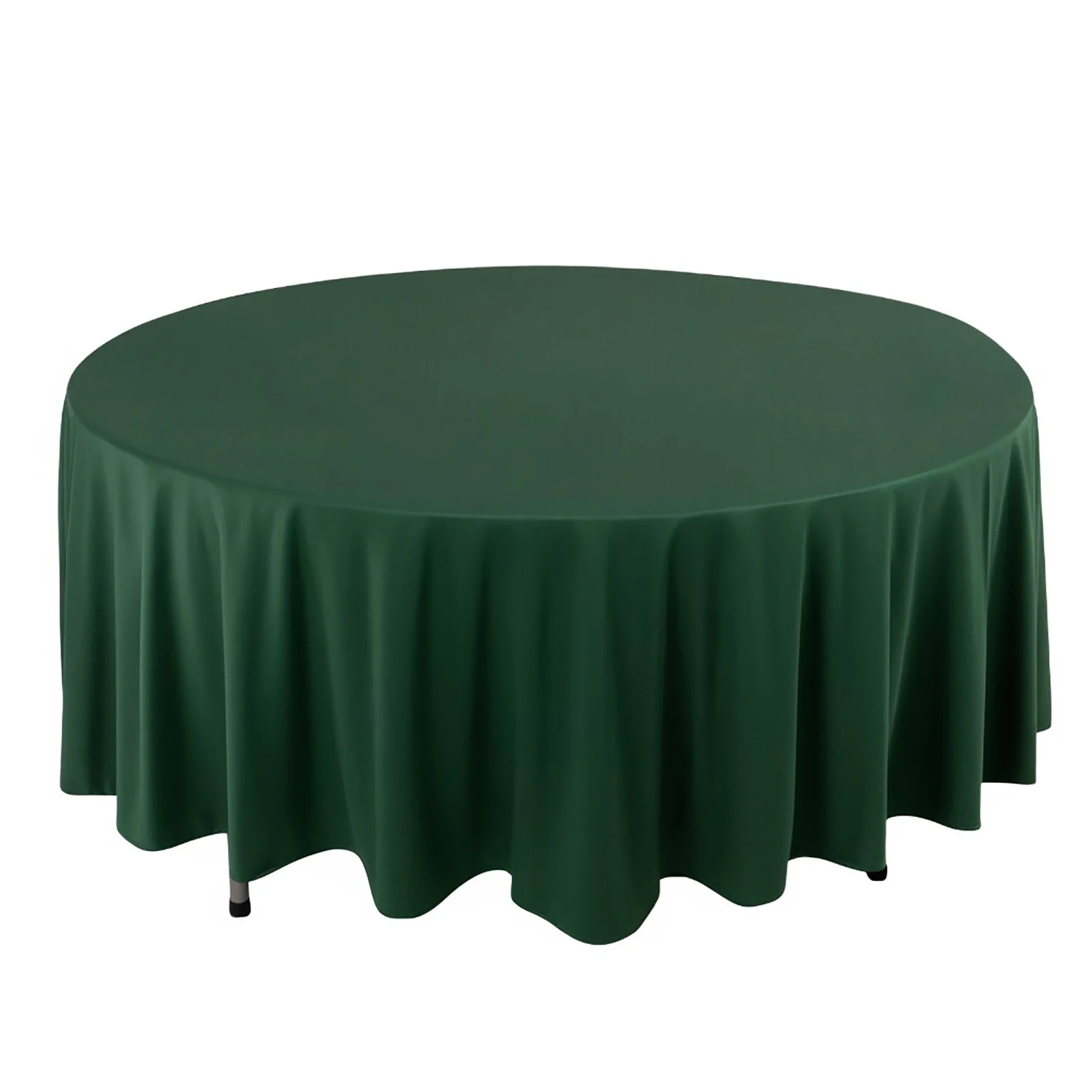 Scuba Round Tablecloth 108" Hunter Emerald Green - Wrinkle Free Table Cover - Image 3