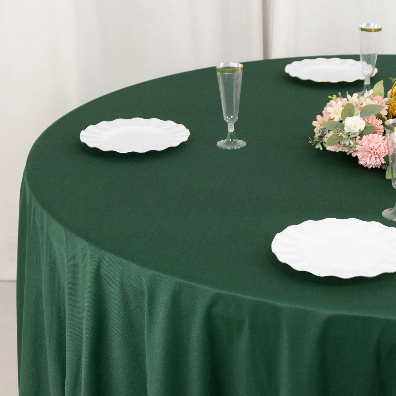 Scuba Round Tablecloth 108" Hunter Emerald Green - Wrinkle Free Table Cover - Image 7