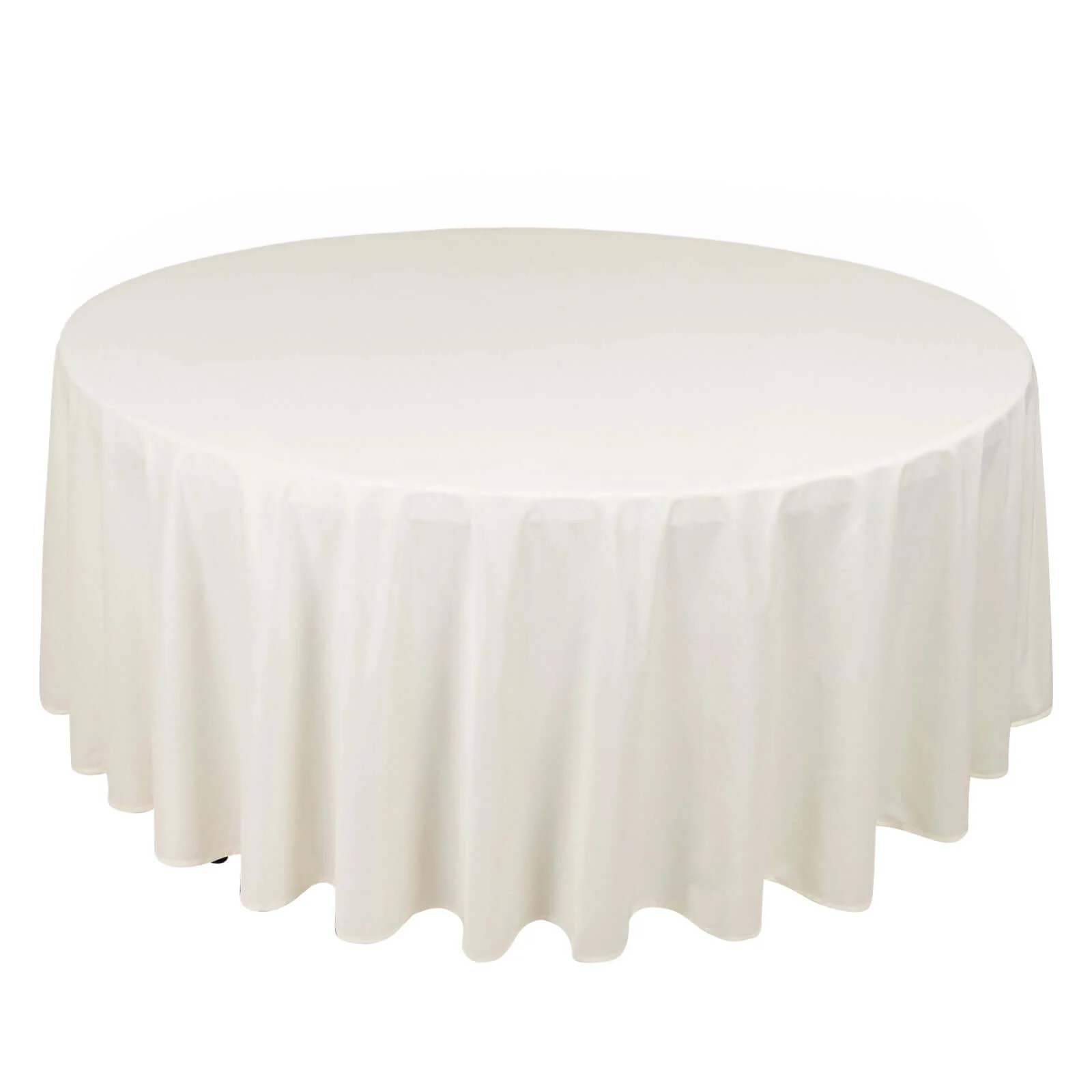 Scuba Round Tablecloth 108" Ivory - Wrinkle Free Table Cover - Image 3