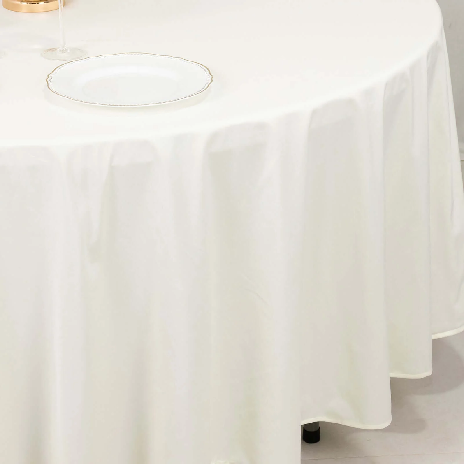 Scuba Round Tablecloth 108" Ivory - Wrinkle Free Table Cover - Image 7