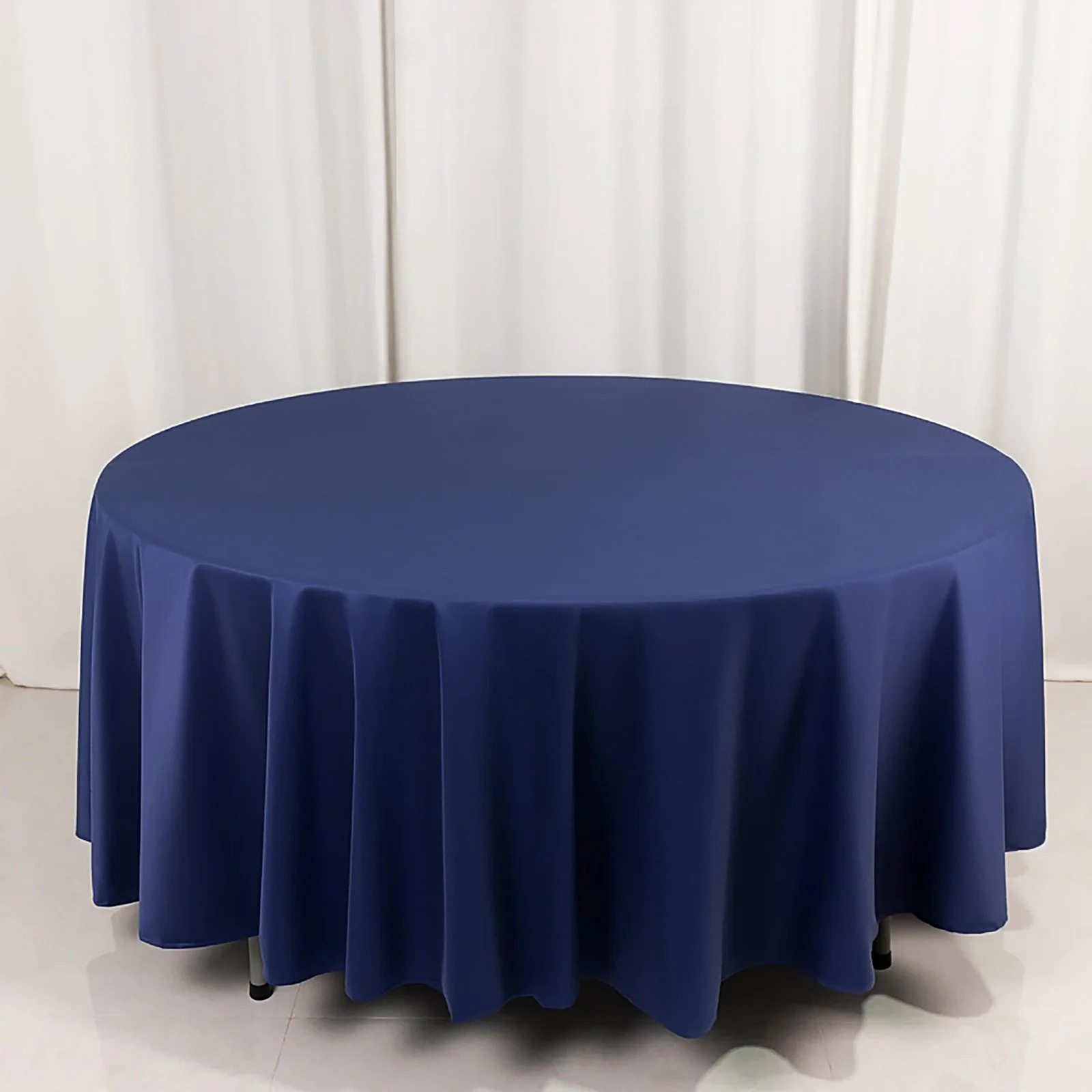 Scuba Round Tablecloth 108" Navy Blue - Wrinkle Free Table Cover