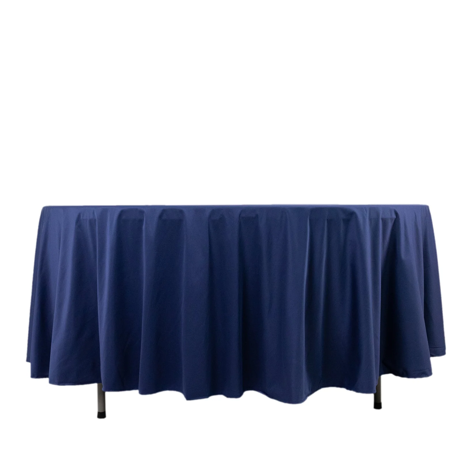 Scuba Round Tablecloth 108" Navy Blue - Wrinkle Free Table Cover - Image 6