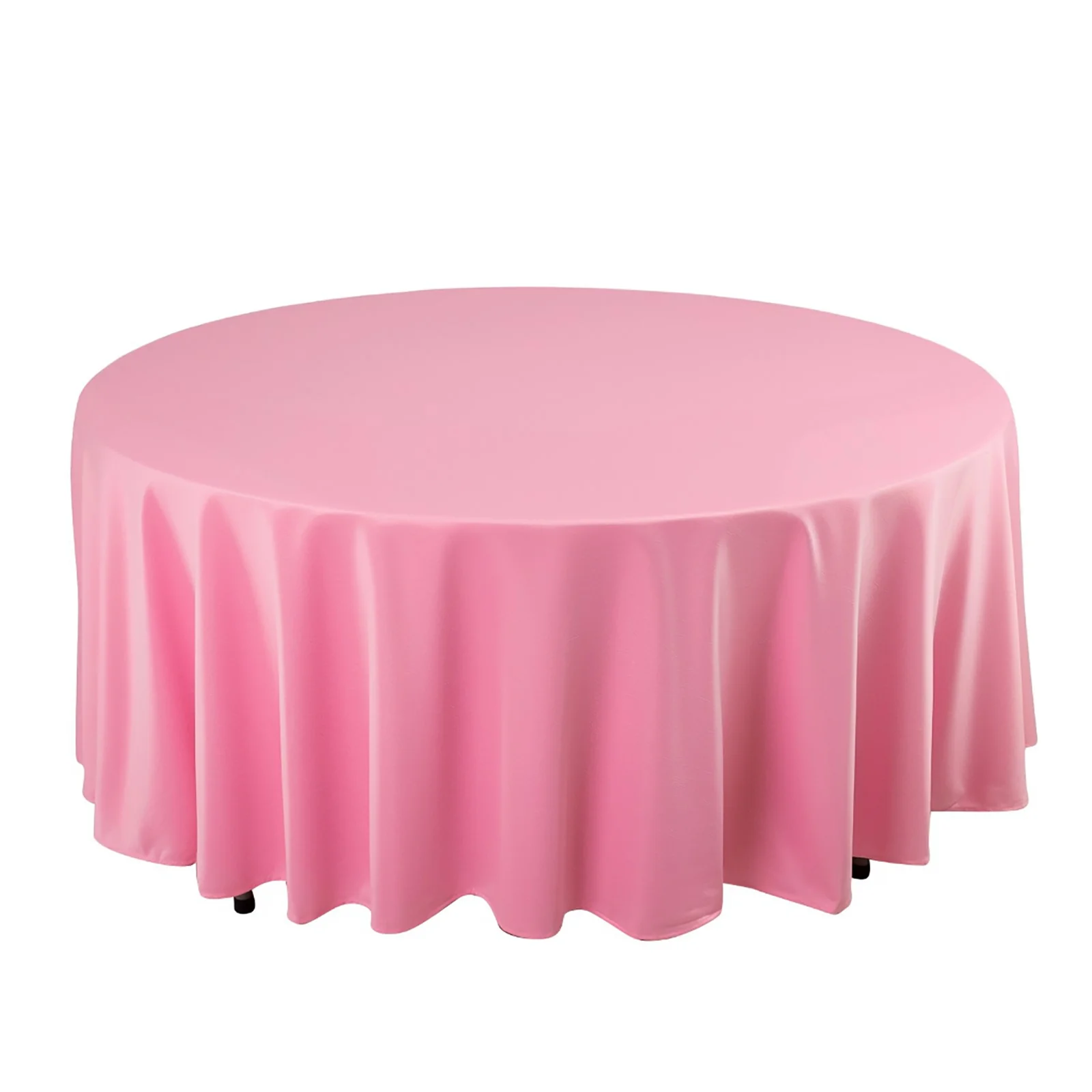 Scuba Round Tablecloth 108" Pink - Wrinkle Free Table Cover - Image 3