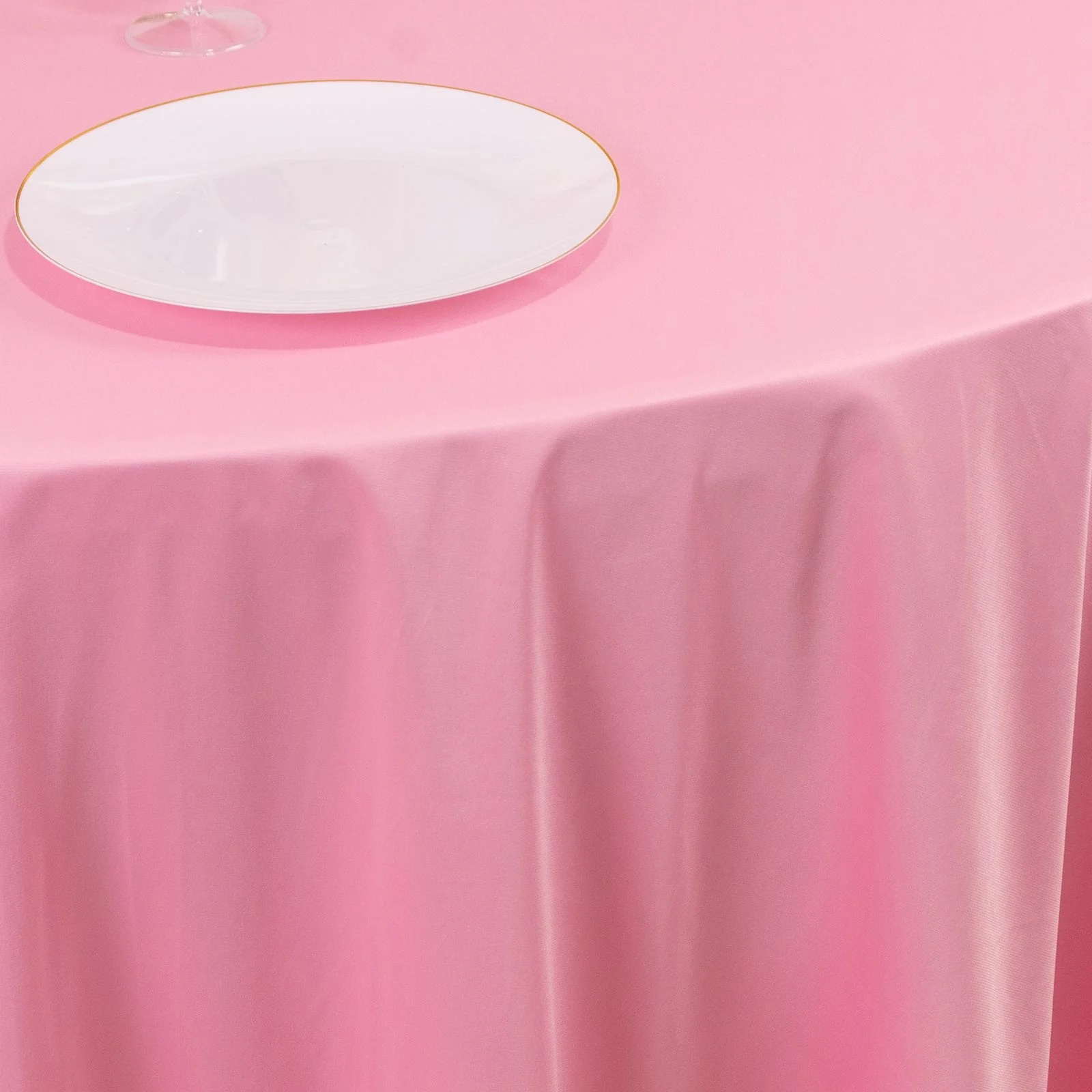 Scuba Round Tablecloth 108" Pink - Wrinkle Free Table Cover - Image 6