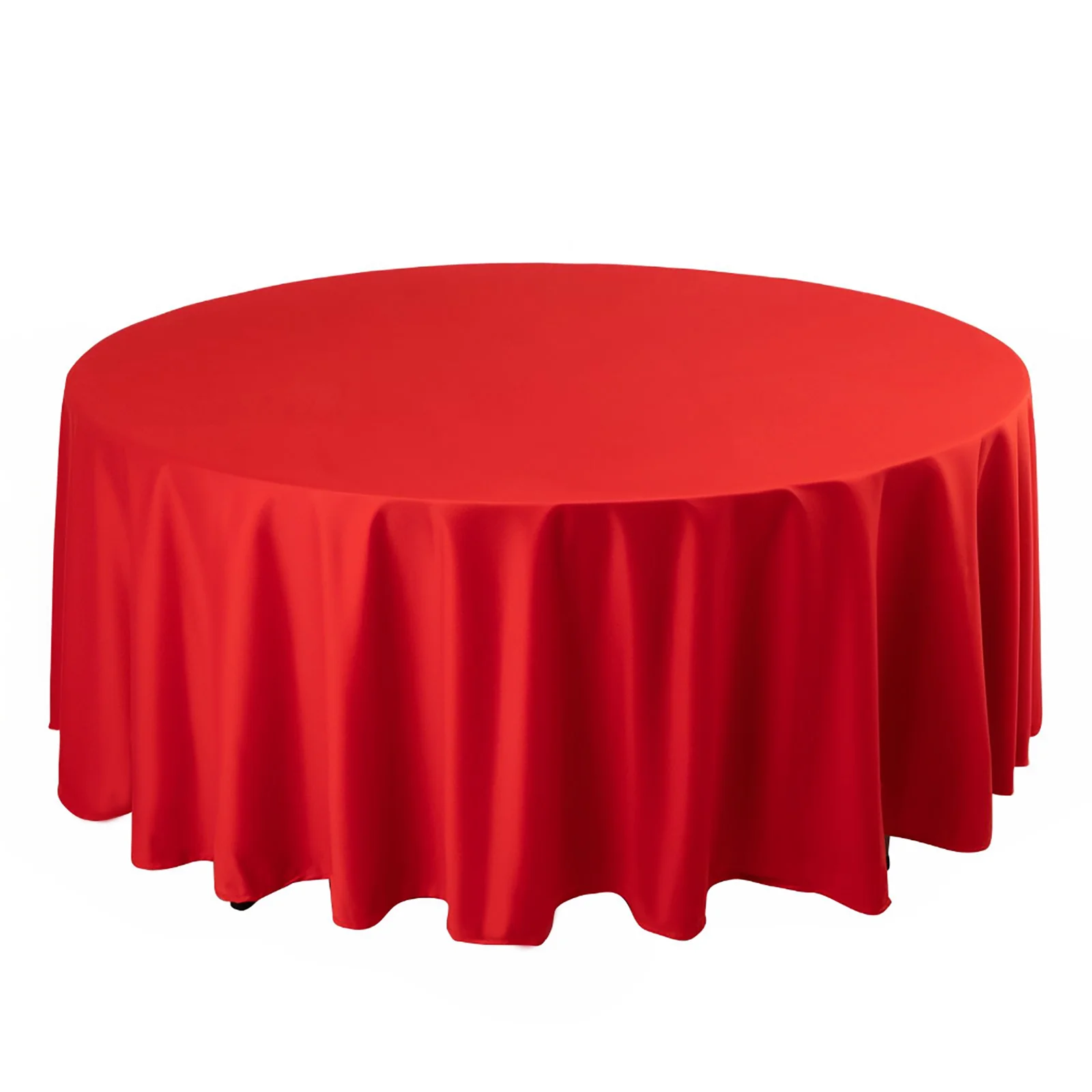 Scuba Round Tablecloth 108" Red - Wrinkle Free Table Cover - Image 3