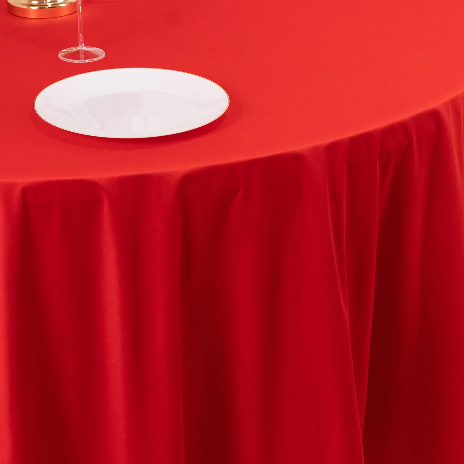 Scuba Round Tablecloth 108" Red - Wrinkle Free Table Cover - Image 6