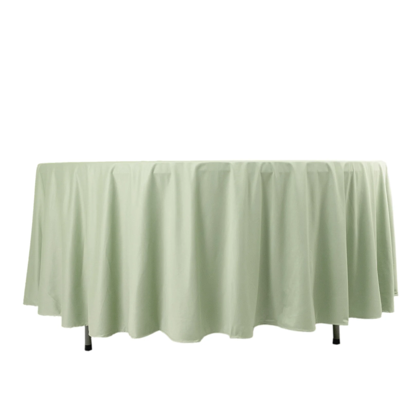 Scuba Round Tablecloth 108" Sage Green - Wrinkle Free Table Cover - Image 6