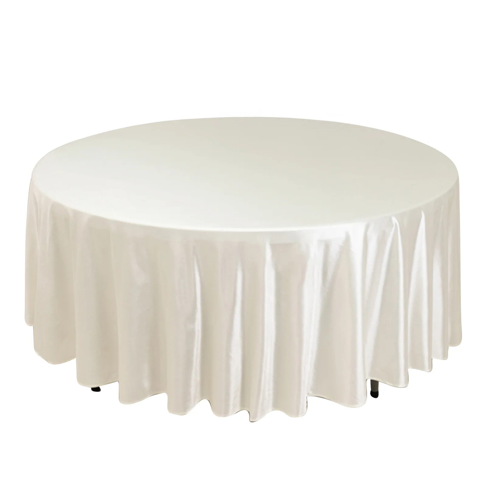 Scuba Round Tablecloth 108" Shimmer Pearl White - Wrinkle Free Table Cover - Image 3