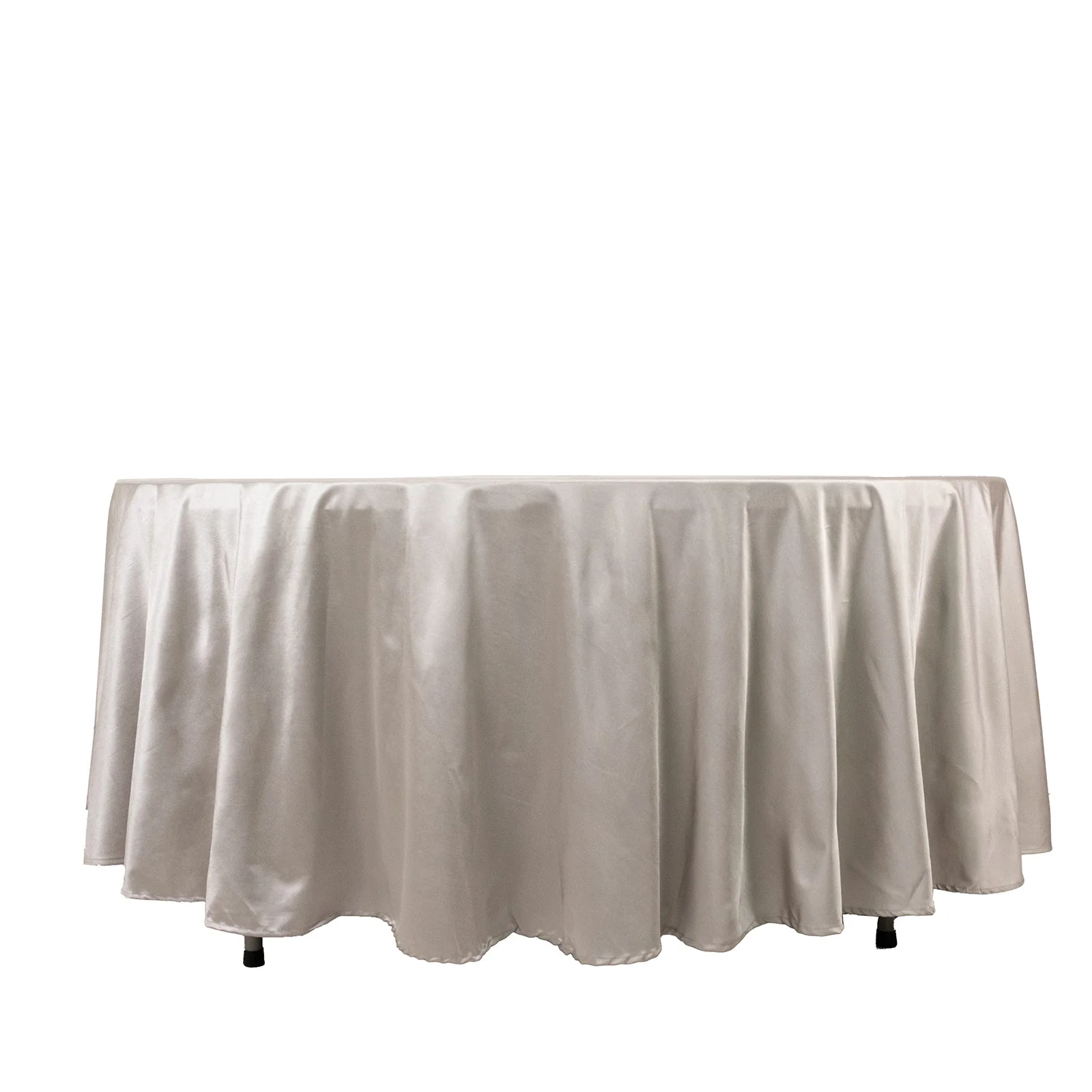 Scuba Round Tablecloth 108" Shimmer Silver - Wrinkle Free Table Cover - Image 6