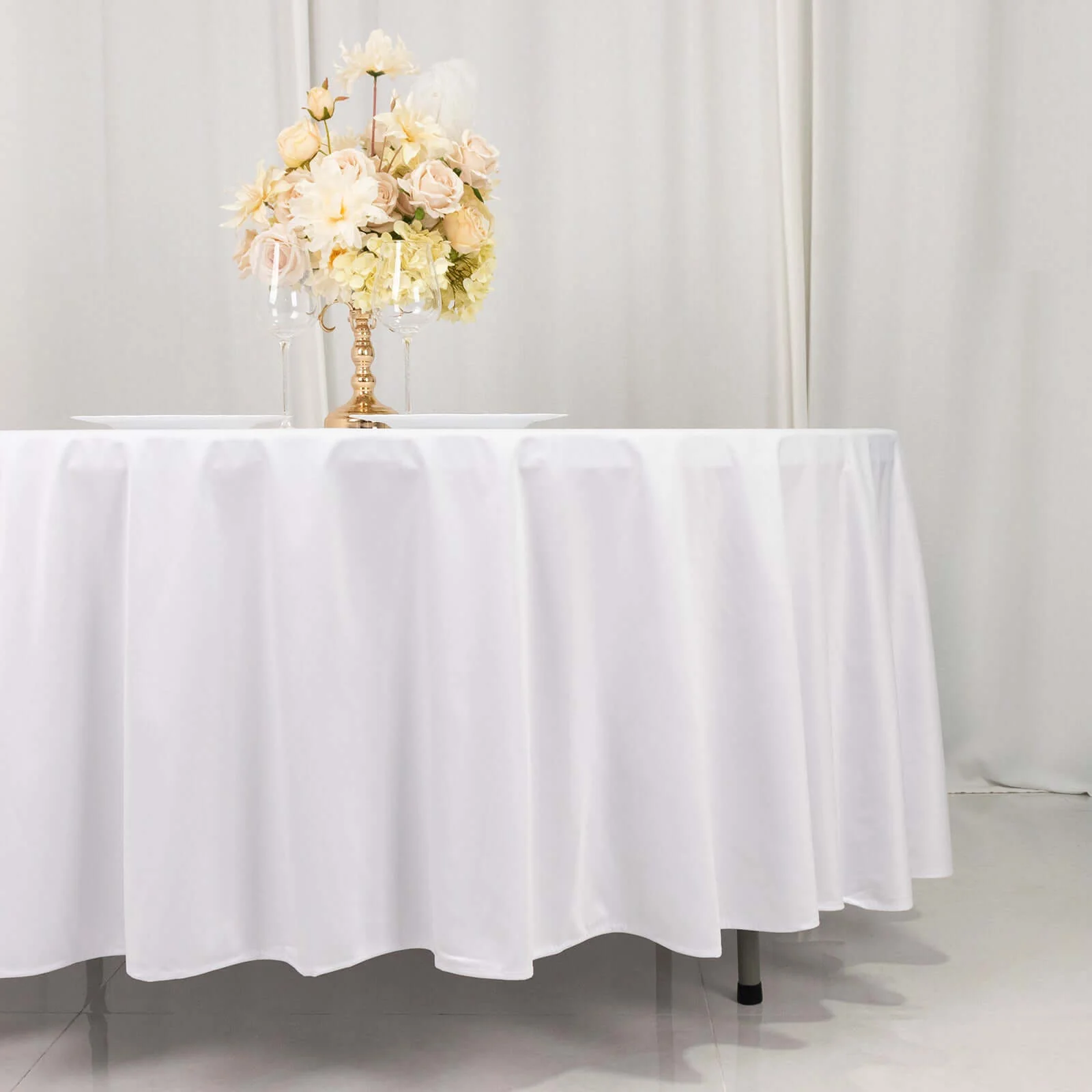 Scuba Round Tablecloth 108" White - Wrinkle Free & Stain Resistant Sophisticated Table Cover - Image 2