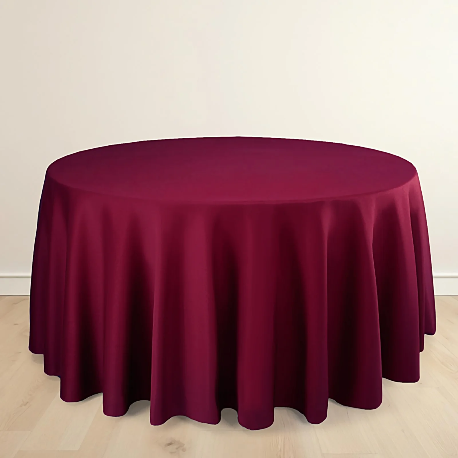 Scuba Round Tablecloth 120" Burgundy - Seamless & Wrinkle Free Table Cover