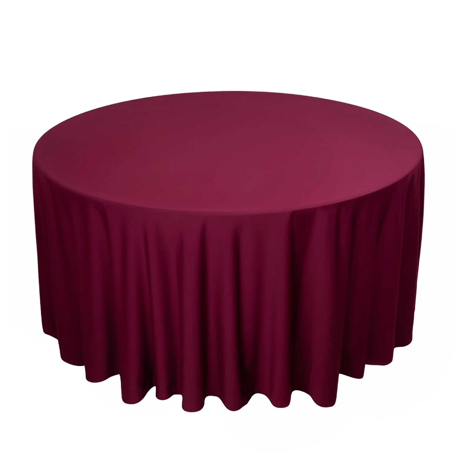 Scuba Round Tablecloth 120" Burgundy - Seamless & Wrinkle Free Table Cover - Image 6