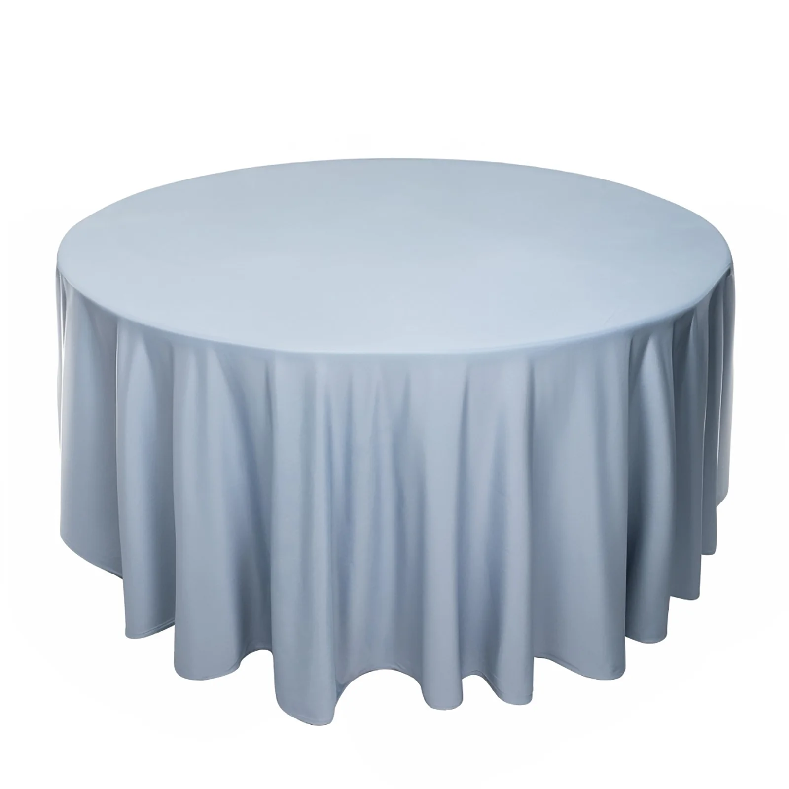 Scuba Round Tablecloth 120" Dusty Blue - Seamless & Wrinkle Free Table Cover - Image 3