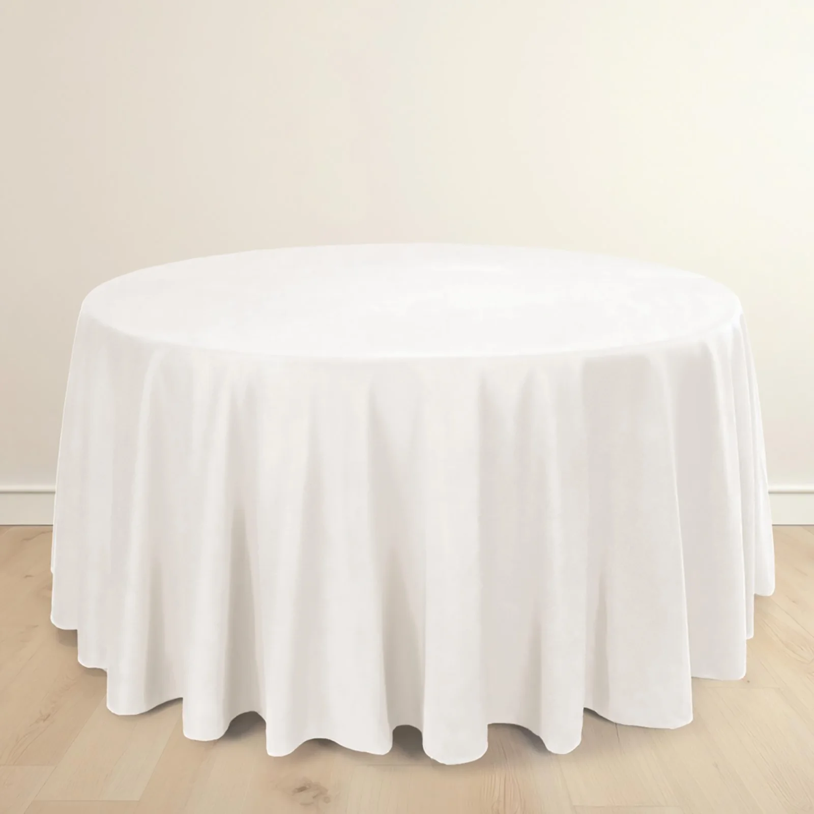 Scuba Round Tablecloth 120" Ivory - Seamless & Wrinkle Free Table Cover