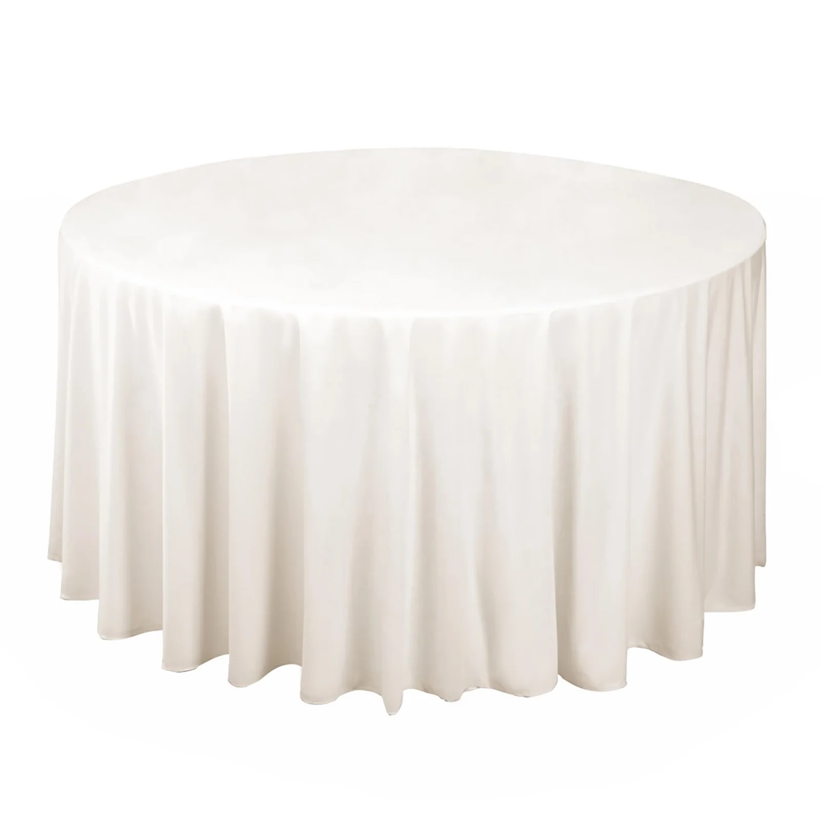 Scuba Round Tablecloth 120" Ivory - Seamless & Wrinkle Free Table Cover - Image 5