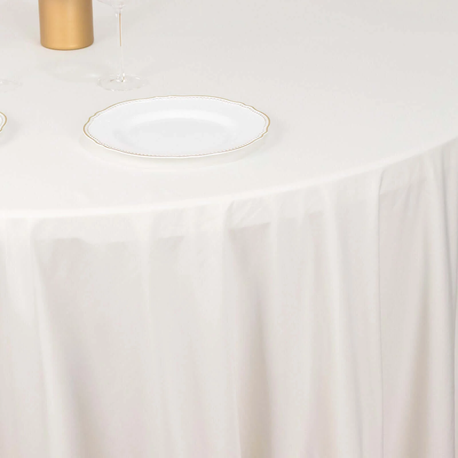 Scuba Round Tablecloth 120" Ivory - Seamless & Wrinkle Free Table Cover - Image 6