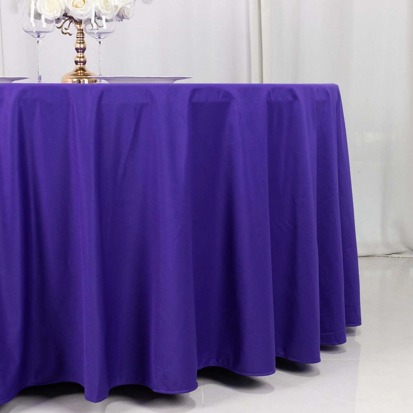 Scuba Round Tablecloth 120" Purple - Seamless & Wrinkle Free Table Cover - Image 2