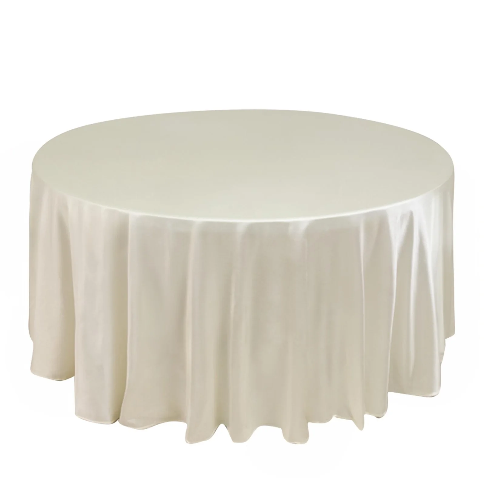 Scuba Round Tablecloth 120" Shimmer Pearl White - Seamless Table Cover - Image 3