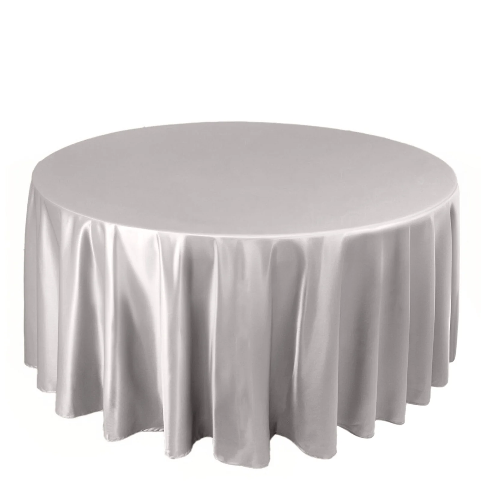 Scuba Round Tablecloth 120" Shimmer Silver - Seamless Table Cover - Image 3