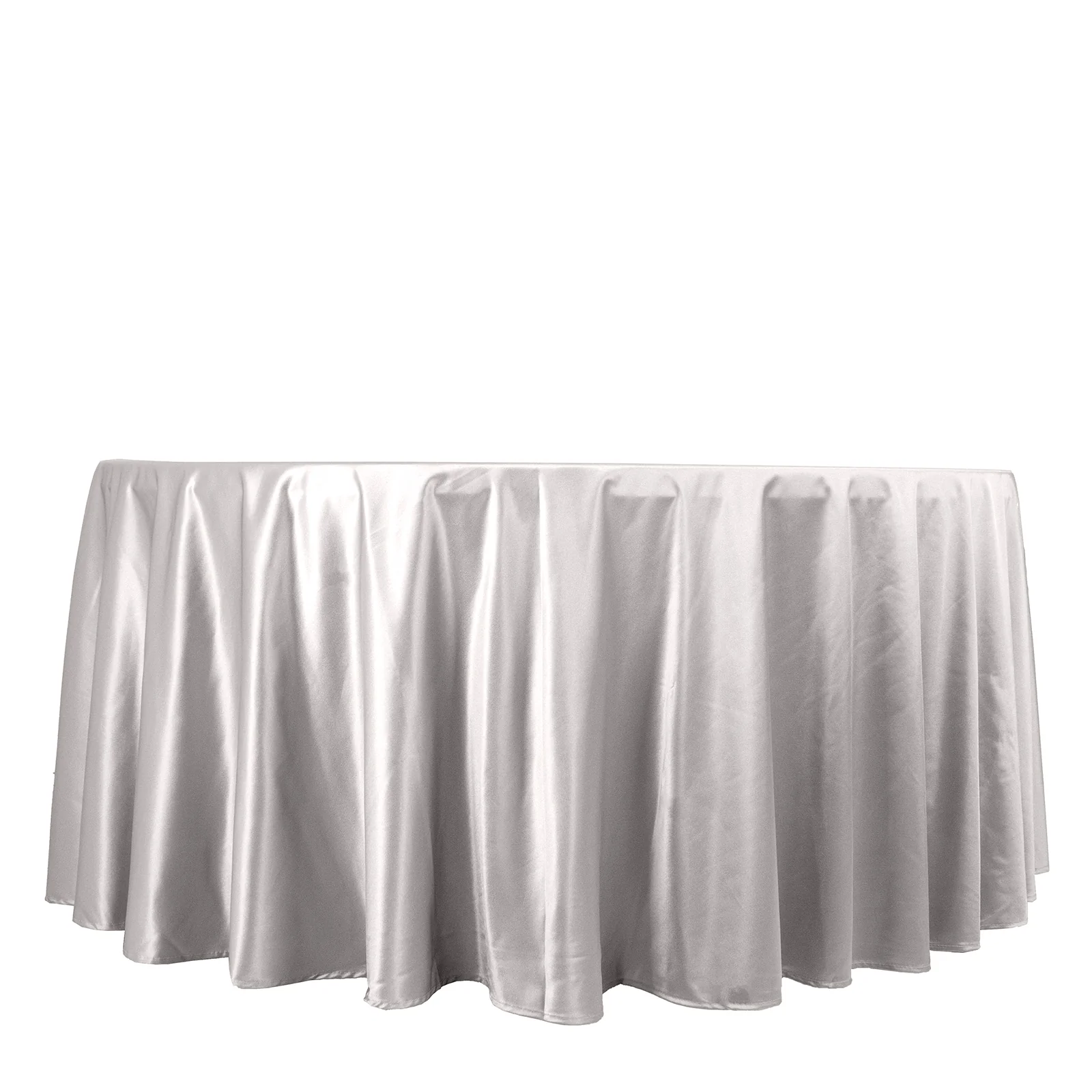 Scuba Round Tablecloth 120" Shimmer Silver - Seamless Table Cover - Image 4