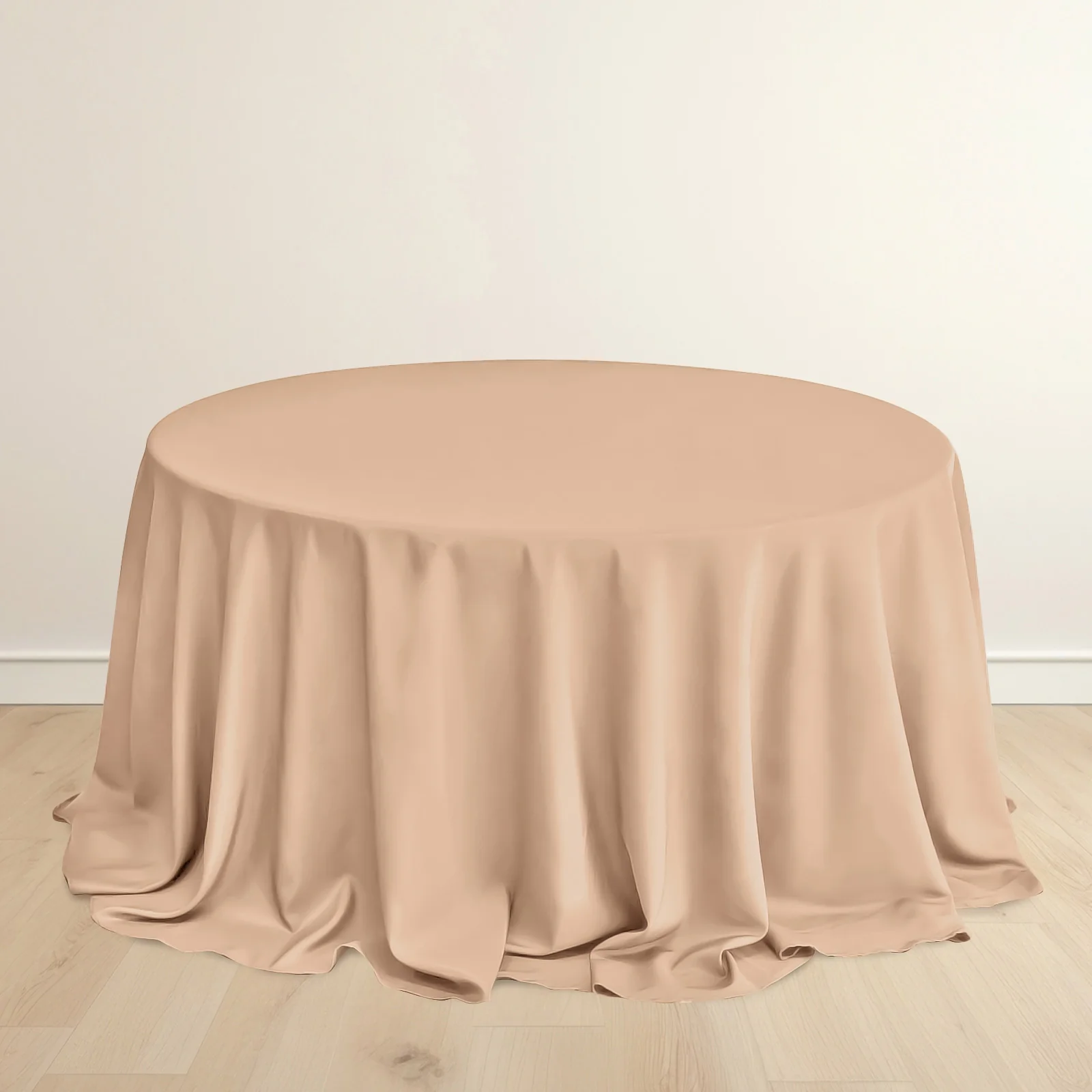 Scuba Round Tablecloth 132" Nude - Seamless & Wrinkle Free Table Cover