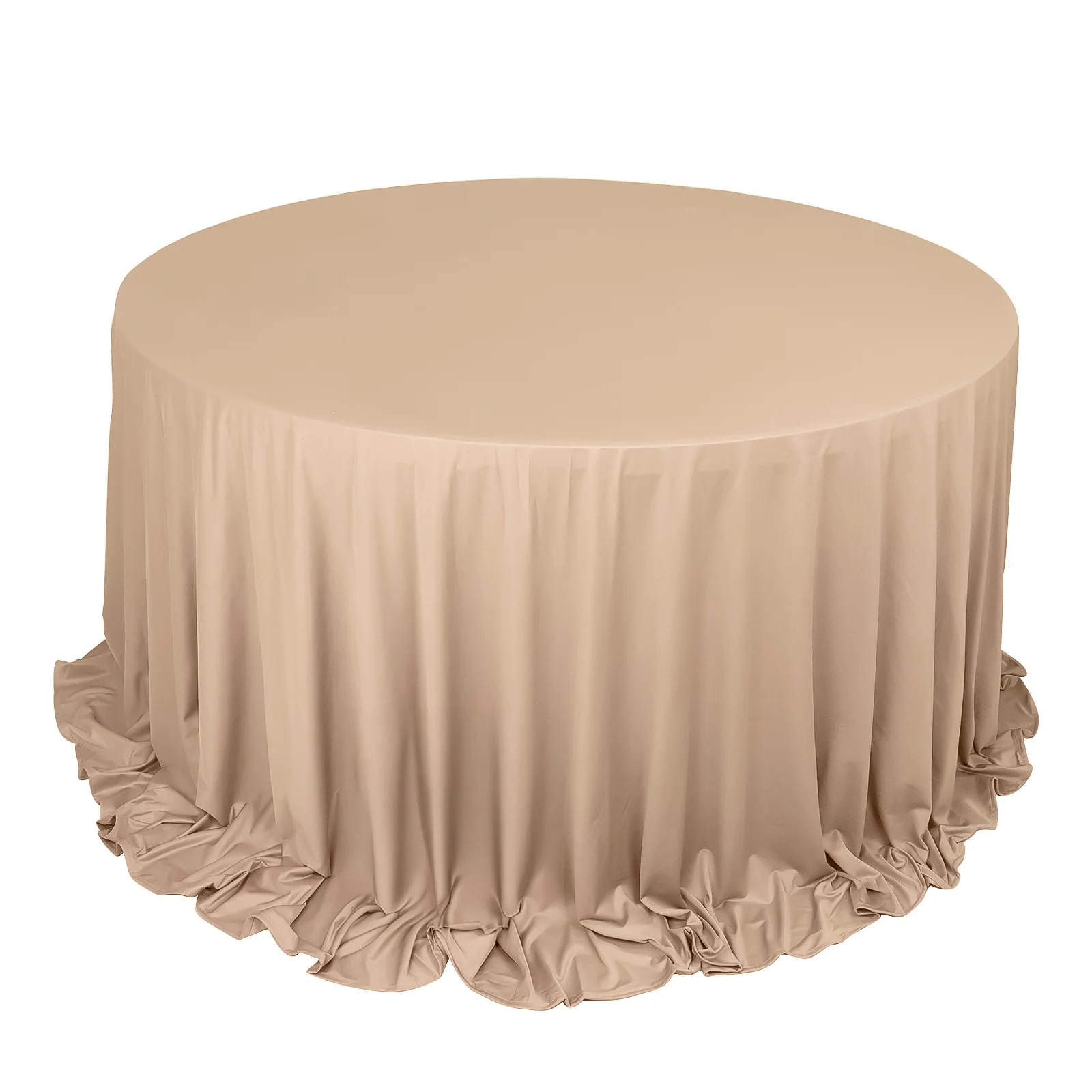Scuba Round Tablecloth 132" Nude - Seamless & Wrinkle Free Table Cover - Image 3