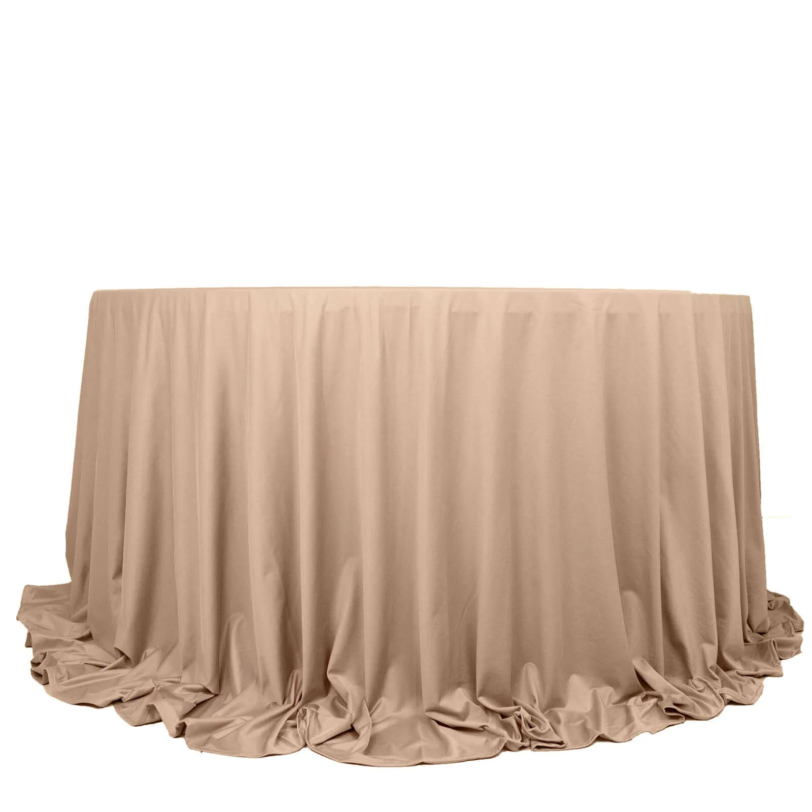 Scuba Round Tablecloth 132" Nude - Seamless & Wrinkle Free Table Cover - Image 6
