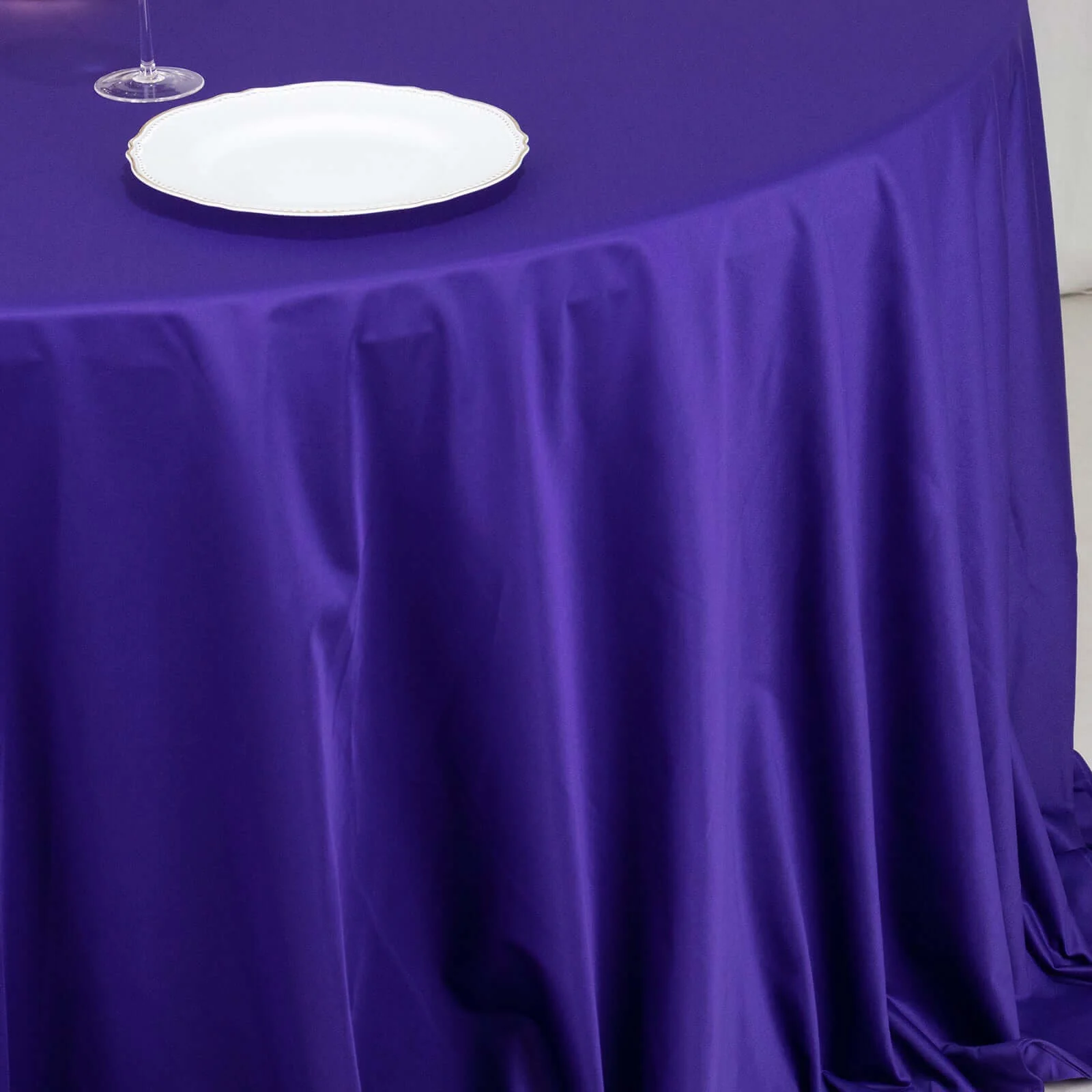 Scuba Round Tablecloth 132" Purple - Seamless & Wrinkle Free Table Cover - Image 3