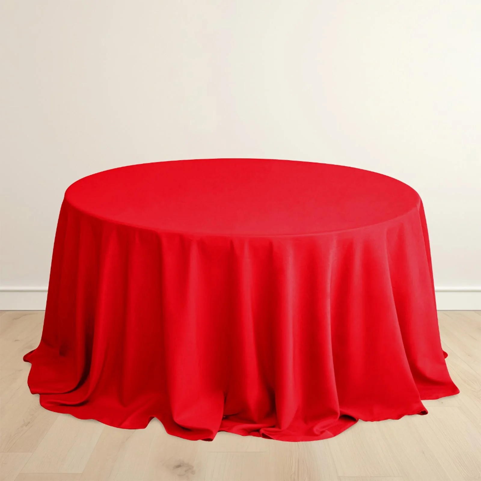 Scuba Round Tablecloth 132" Red - Seamless & Wrinkle Free Table Cover