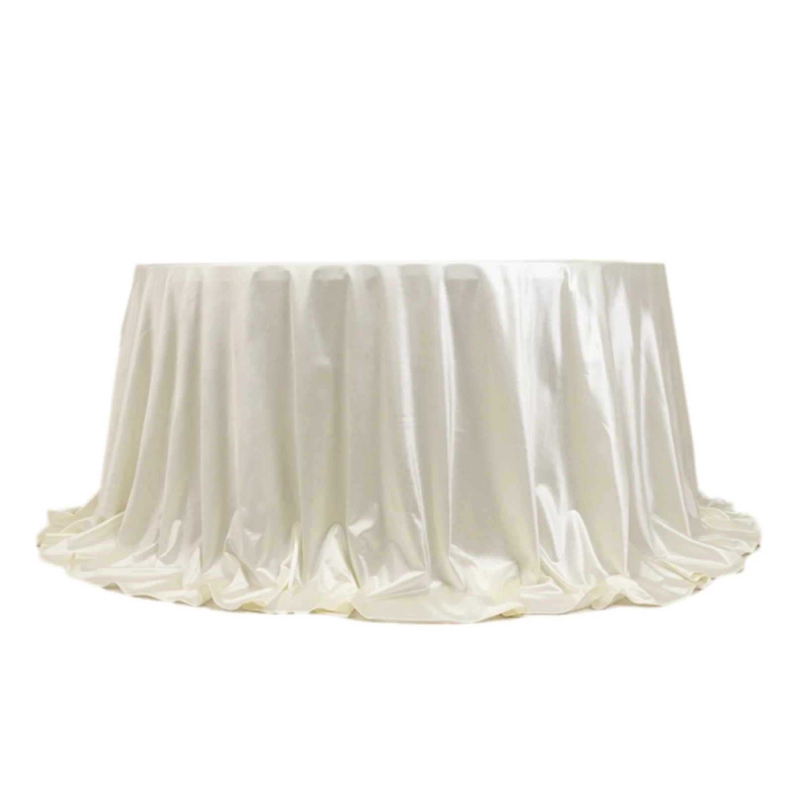 Scuba Round Tablecloth 132" Shimmer Pearl White - Seamless & Wrinkle Free Table Cover - Image 7