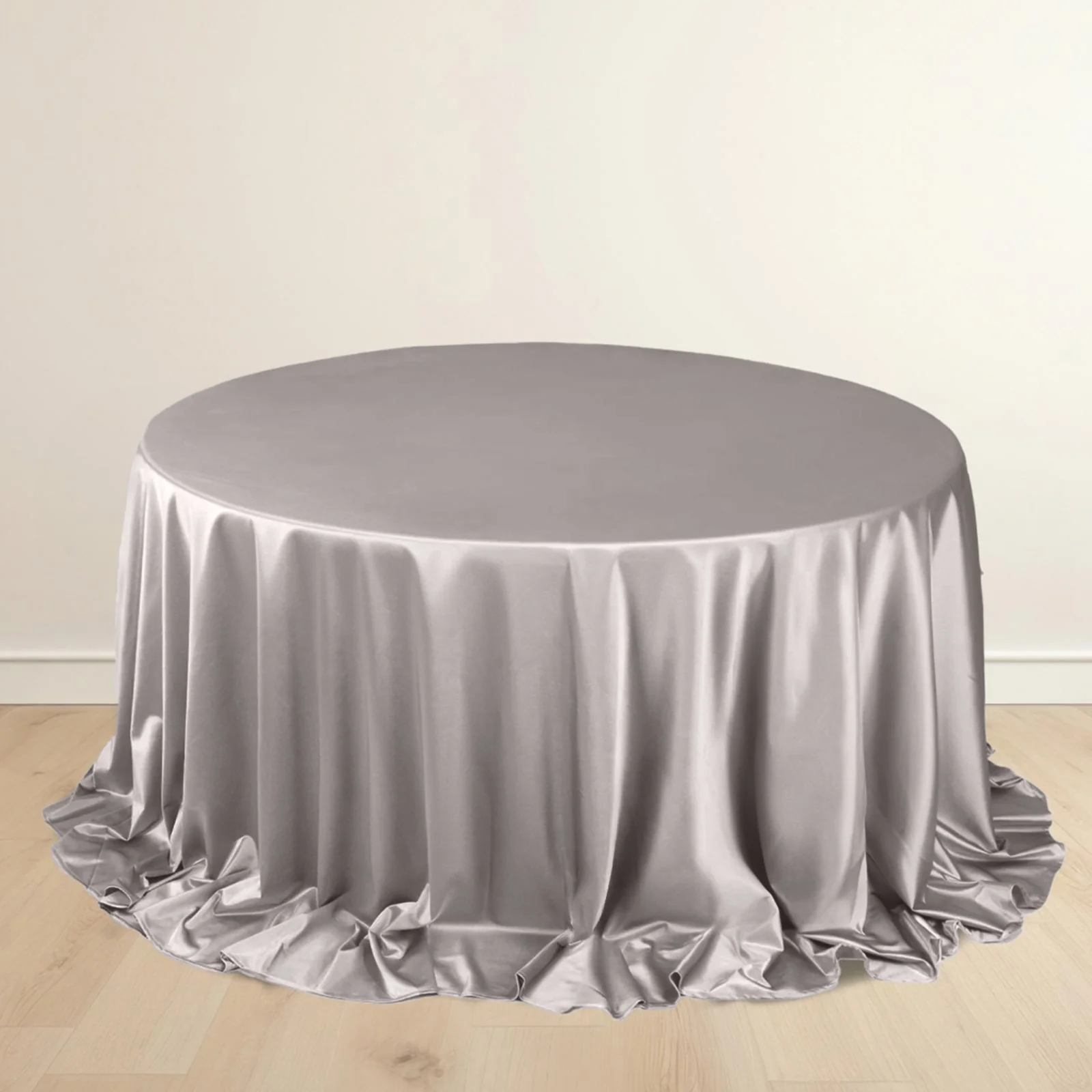 Scuba Round Tablecloth 132" Shimmer Silver - Seamless & Wrinkle Free Table Cover