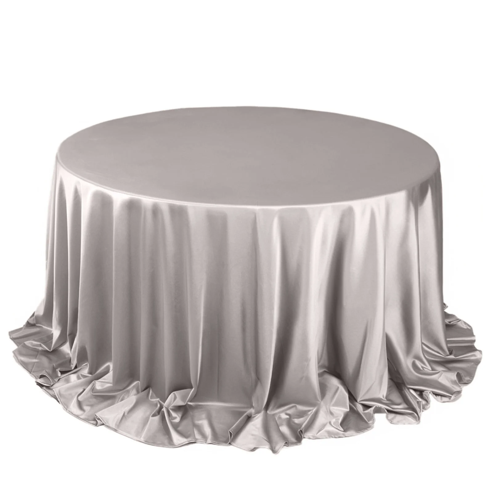 Scuba Round Tablecloth 132" Shimmer Silver - Seamless & Wrinkle Free Table Cover - Image 6
