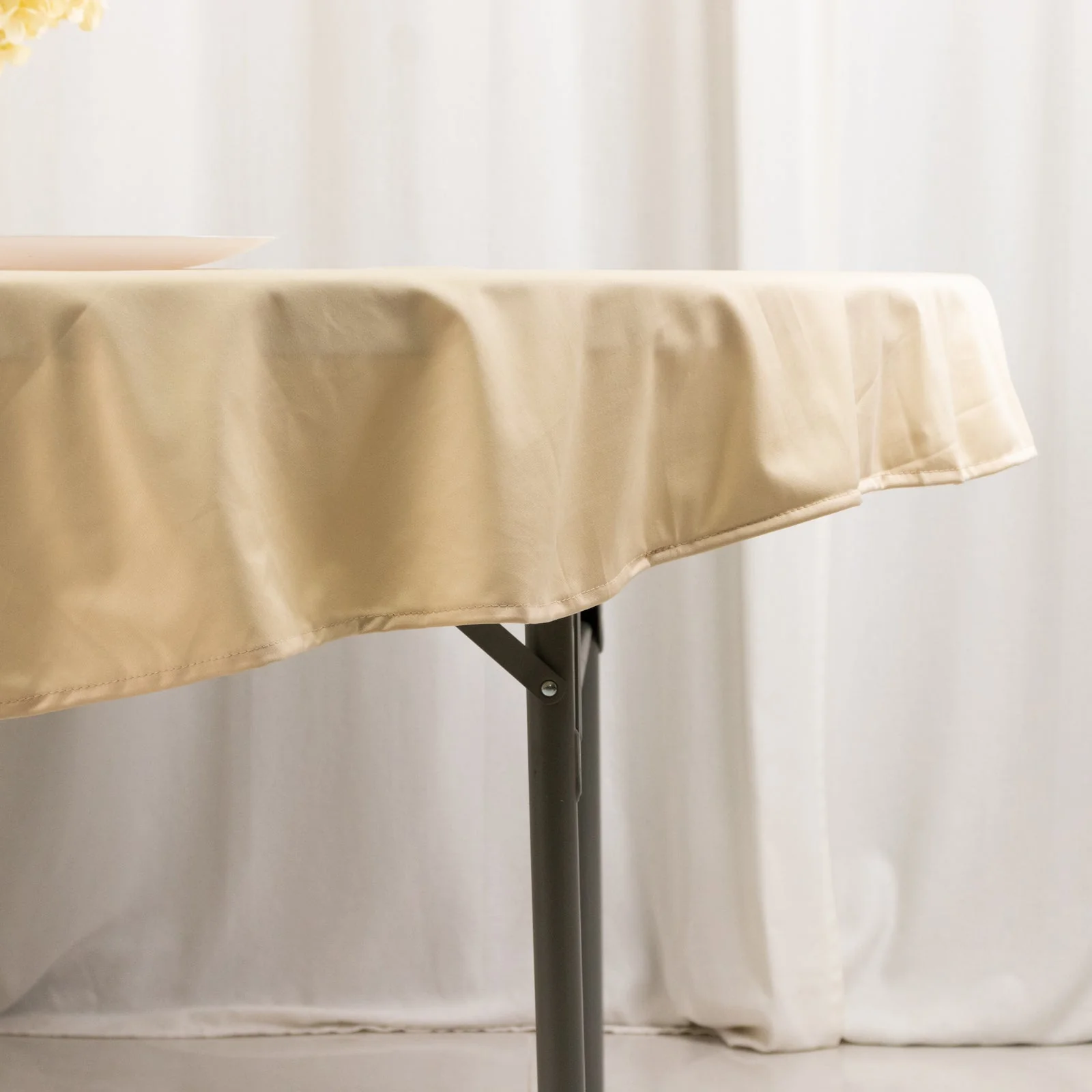Scuba Round Tablecloth 70" Beige - Wrinkle Free Table Cover - Image 2