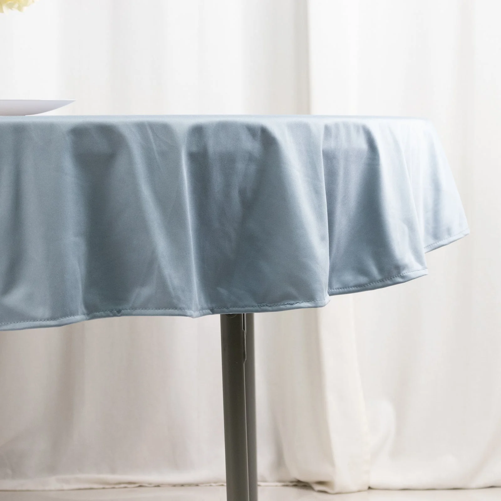 Scuba Round Tablecloth 70" Dusty Blue - Wrinkle Free Table Cover - Image 2