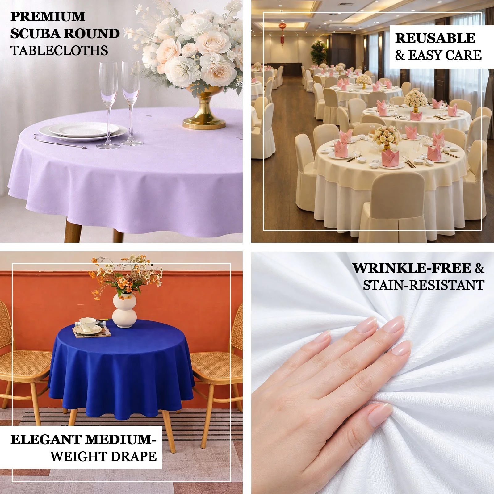Scuba Round Tablecloth 70" Dusty Sage Green - Wrinkle Free Table Cover - Image 4