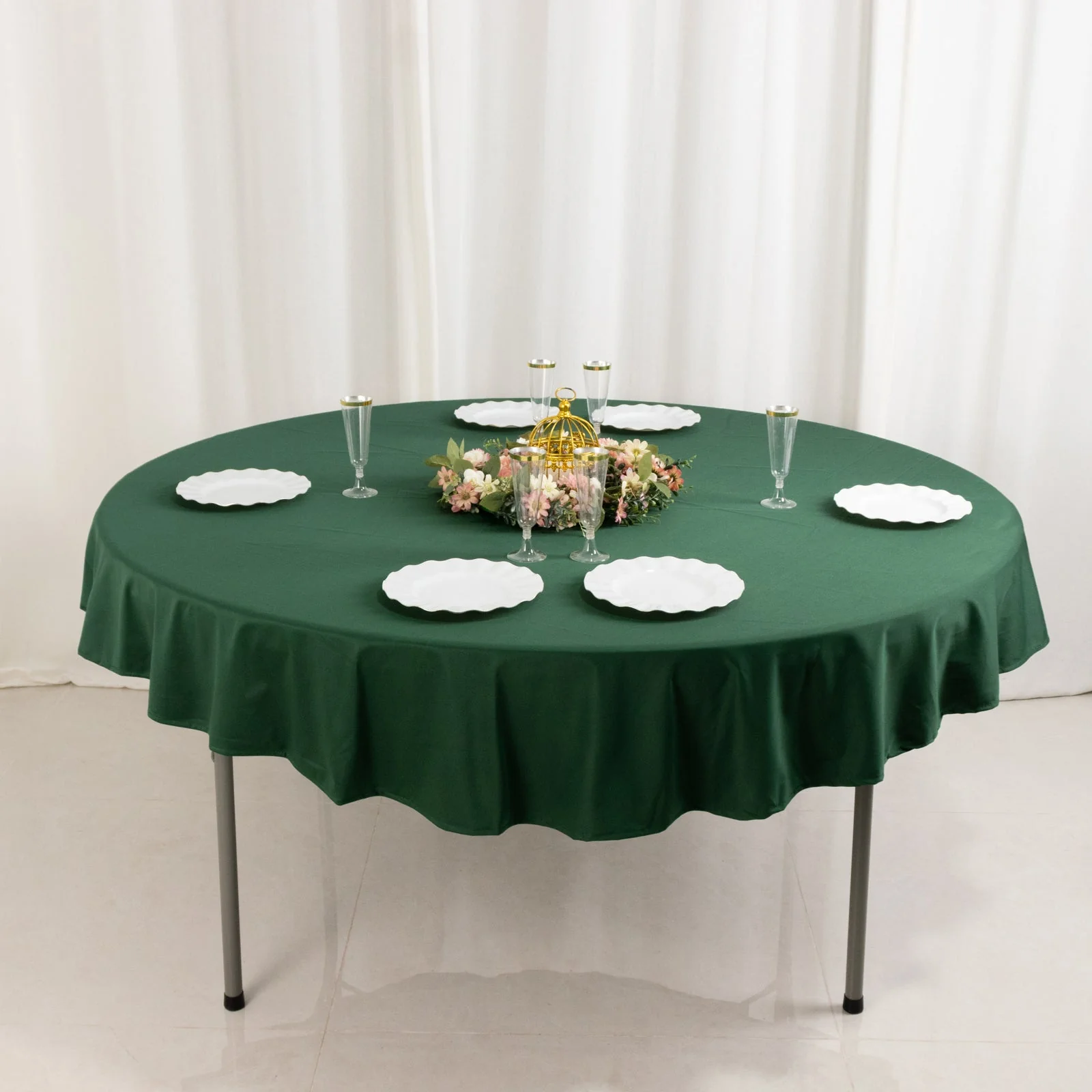 Scuba Round Tablecloth 70" Hunter Emerald Green - Wrinkle Free Table Cover - Image 6