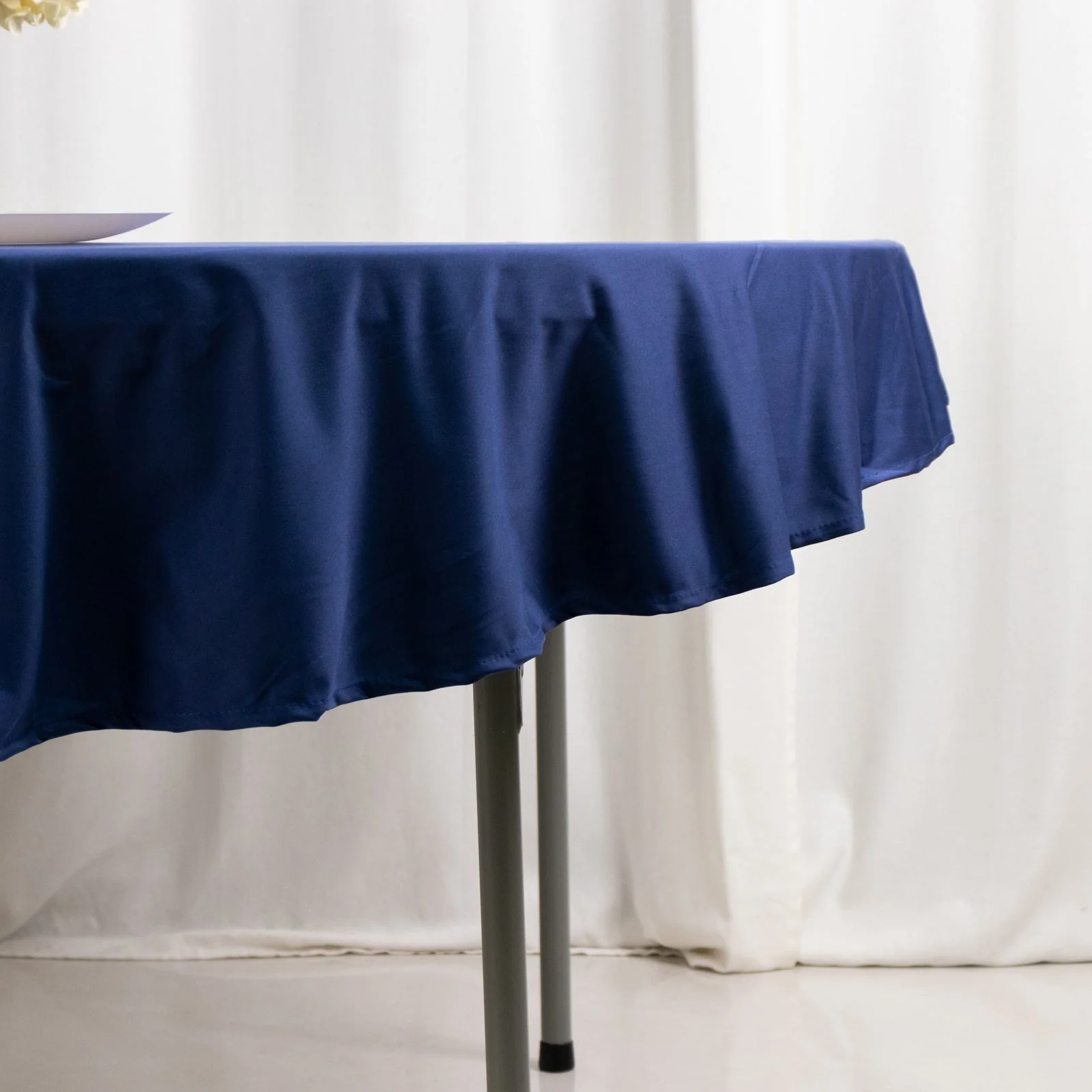 Scuba Round Tablecloth 70" Navy Blue - Wrinkle Free Table Cover - Image 2