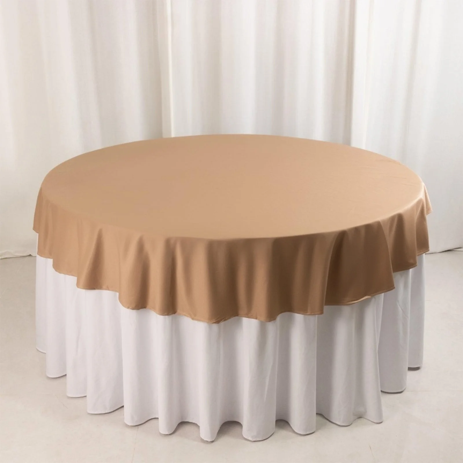 Scuba Round Tablecloth 70" Nude - Wrinkle Free Table Cover