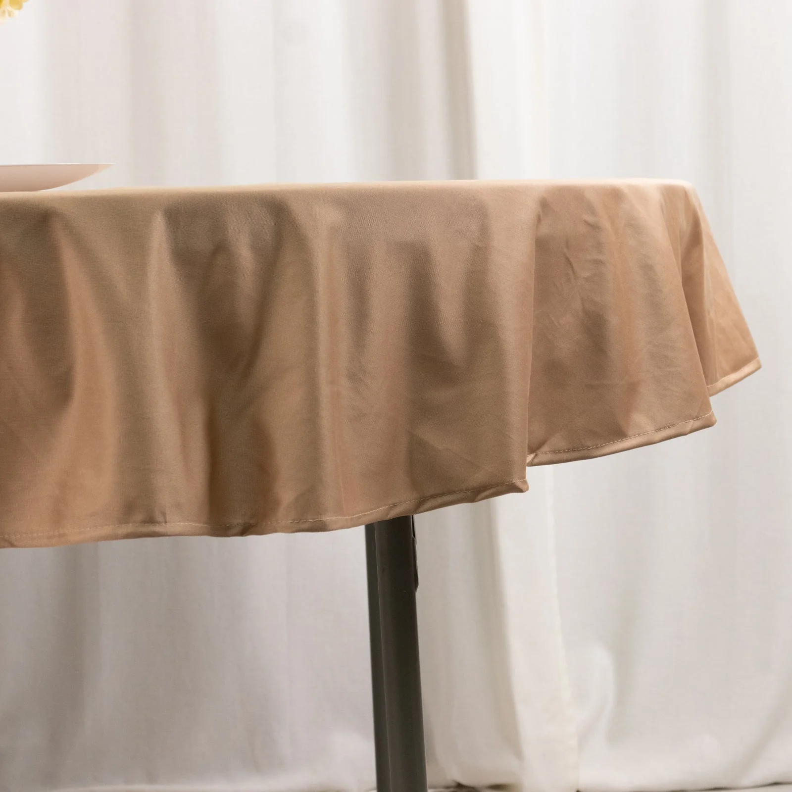 Scuba Round Tablecloth 70" Nude - Wrinkle Free Table Cover - Image 2