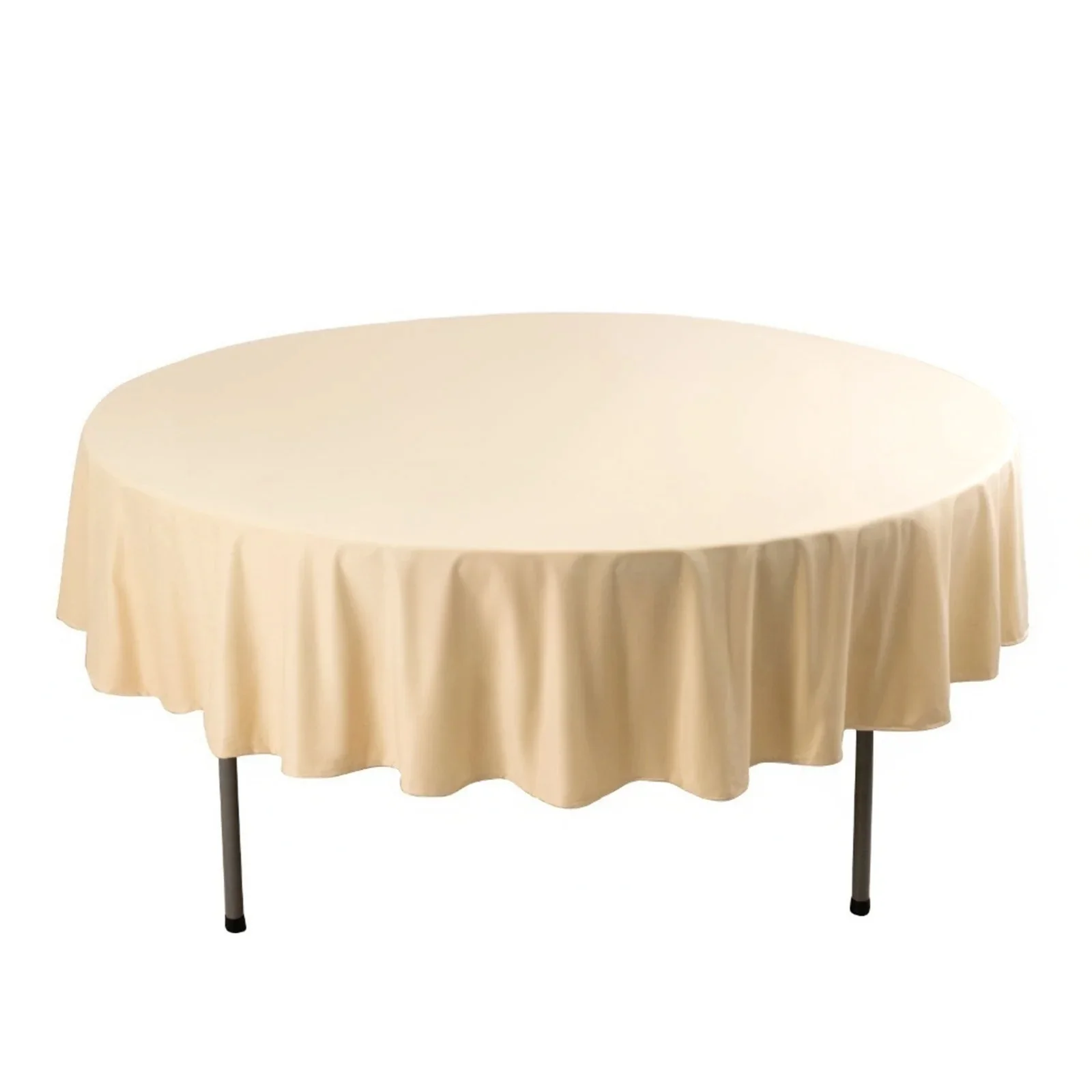 Scuba Round Tablecloth 90" Beige - Wrinkle Free Table Cover - Image 3