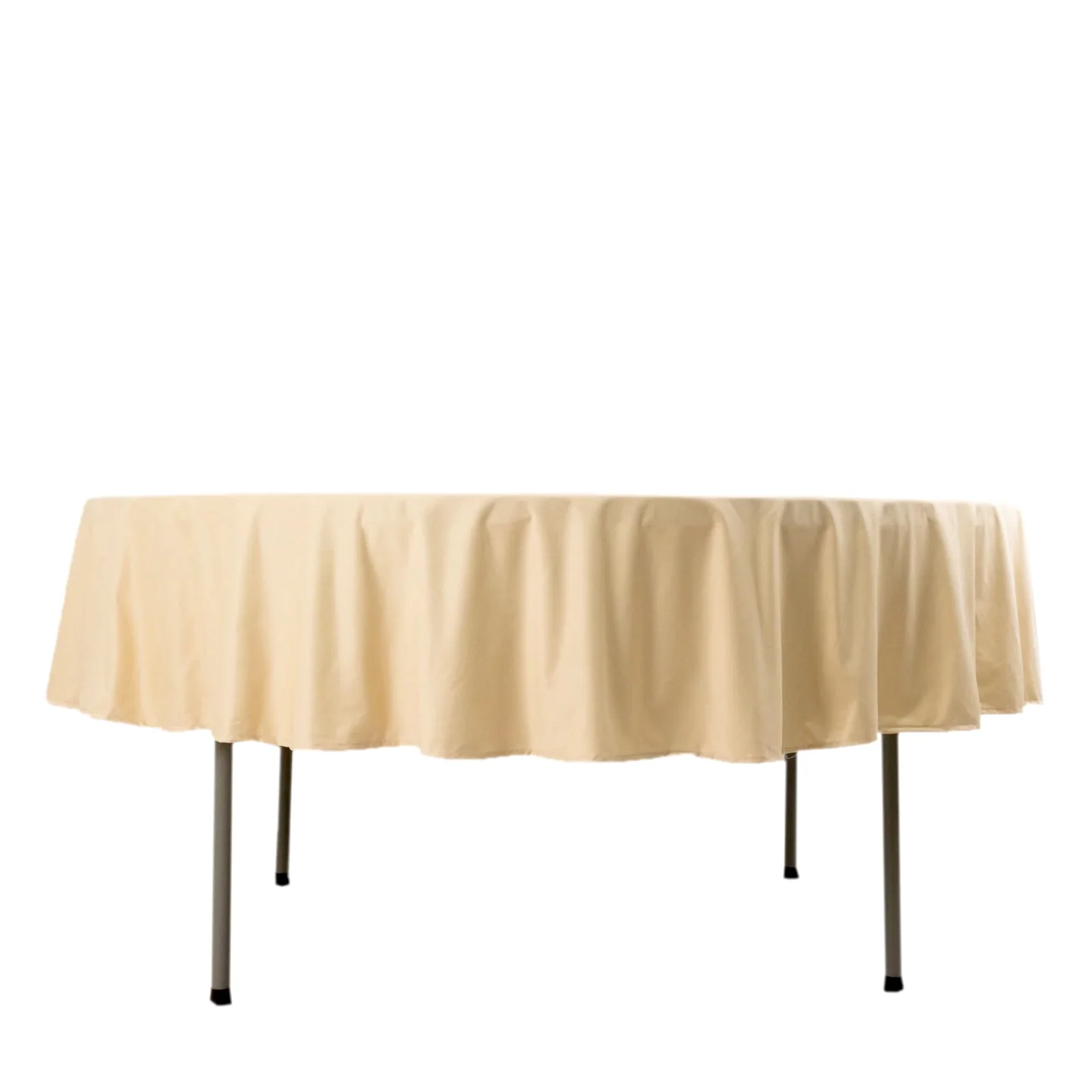 Scuba Round Tablecloth 90" Beige - Wrinkle Free Table Cover - Image 7